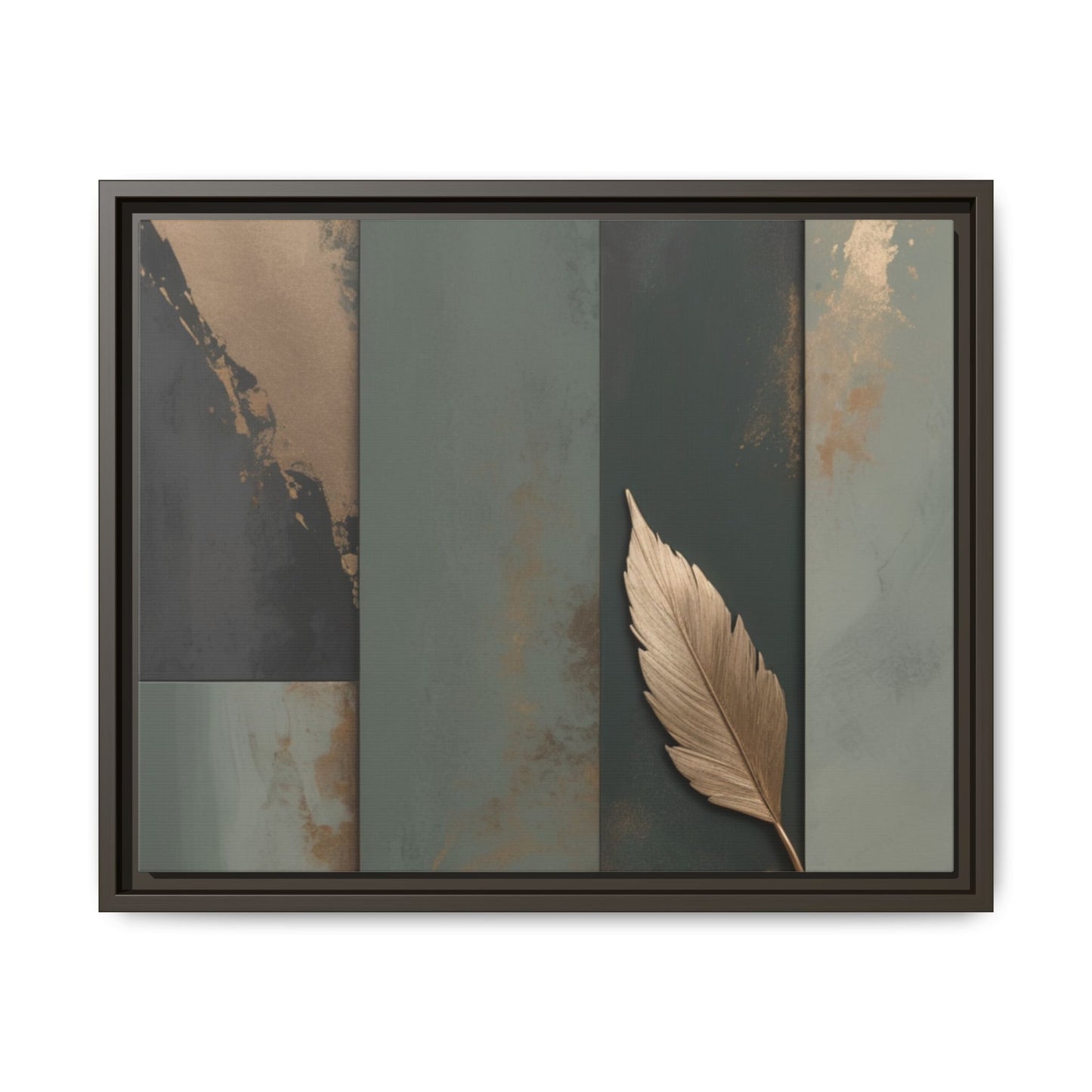 Elegant Framed Matte Canvas Wall Art - Multi-Color Leaf Design