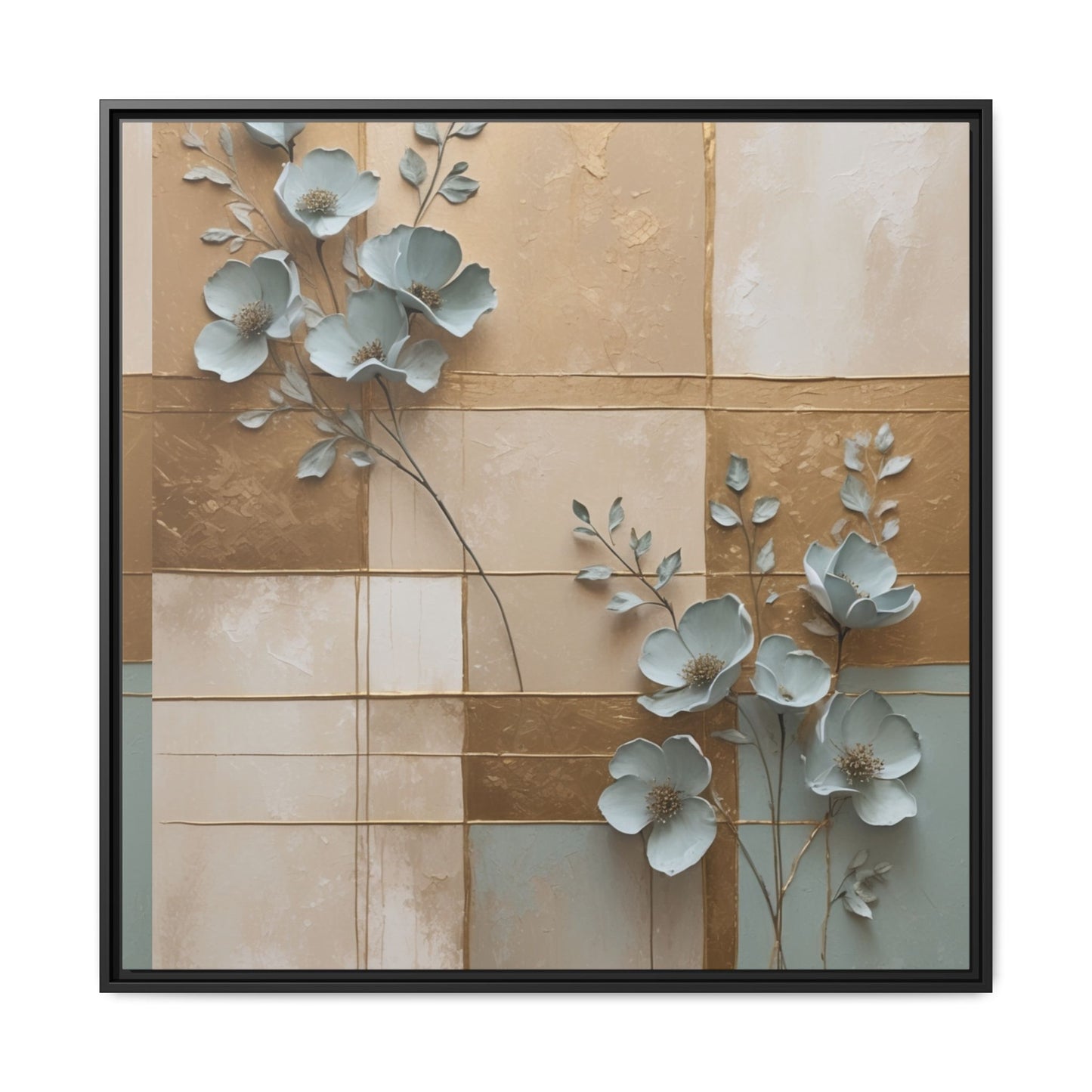 Elegant Floral Wall Art - Framed Matte Canvas Decor