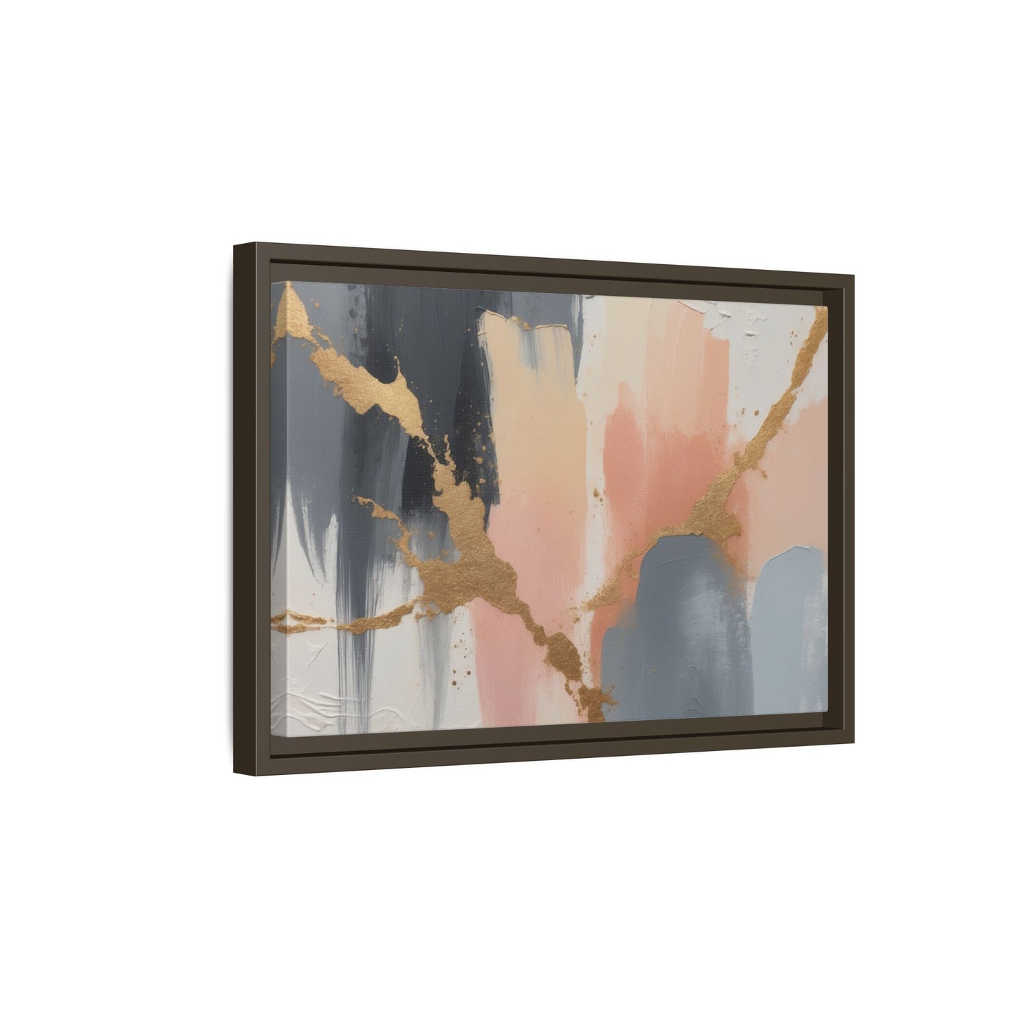 Elegant Abstract Framed Canvas Art with Gold Accents