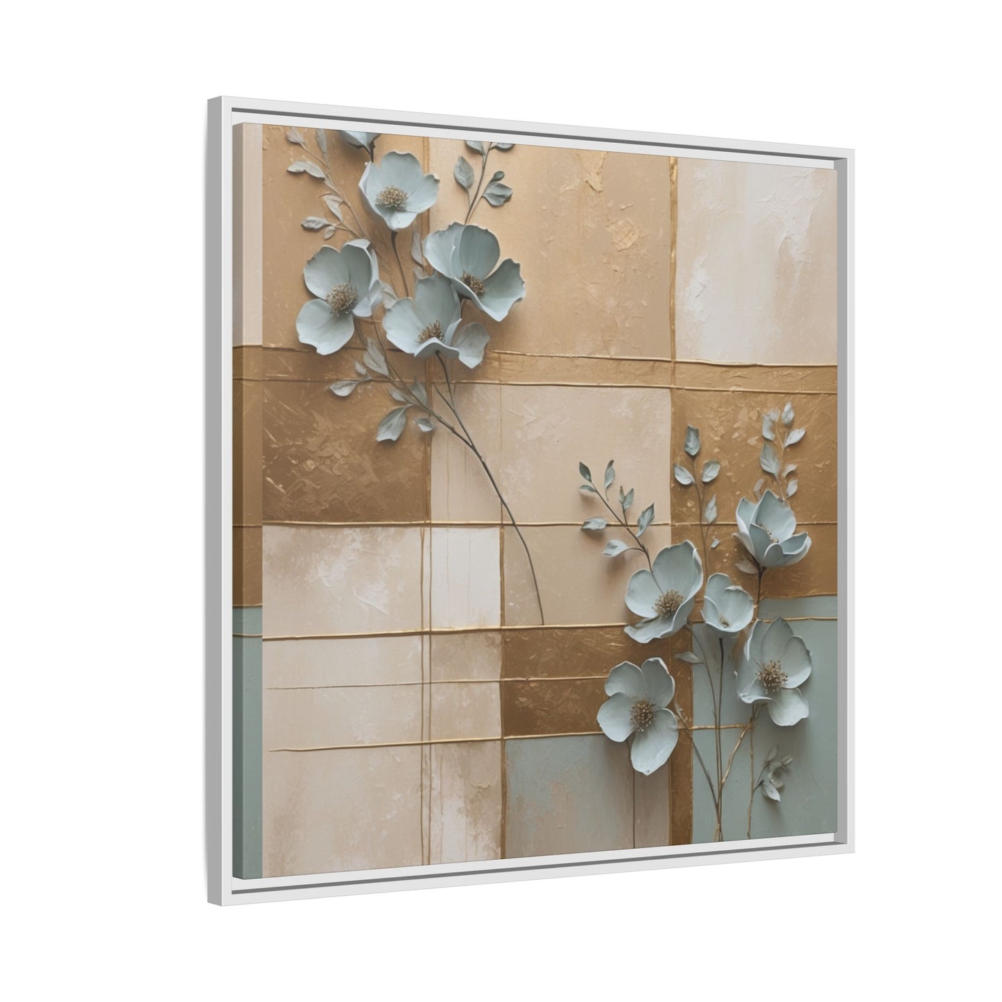 Elegant Floral Wall Art - Framed Matte Canvas Decor