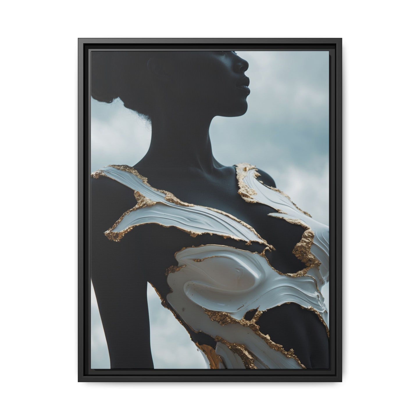 Elegant Framed Canvas Art - Multi-Color Abstract Sculpture Design