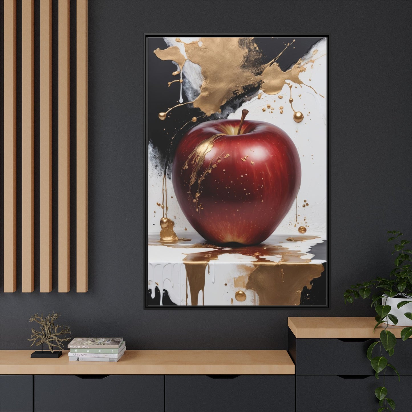 Elegant Apple Art Print - Multi-color Framed Canvas