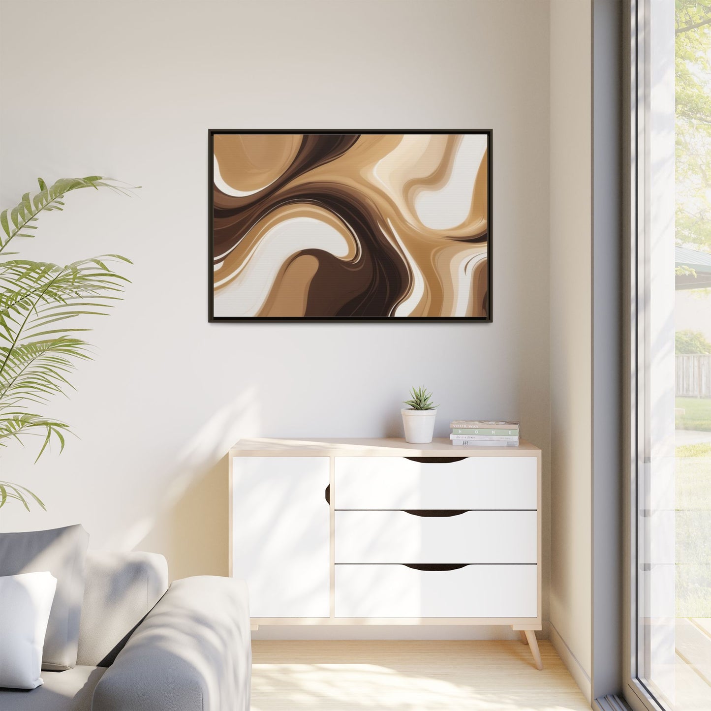 Abstract Wave Framed Canvas Art - Multi-Color Home Decor