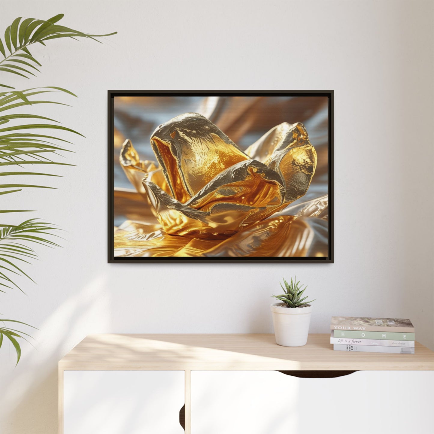 Gold Foil Rose Canvas Art - Elegant Home Decor