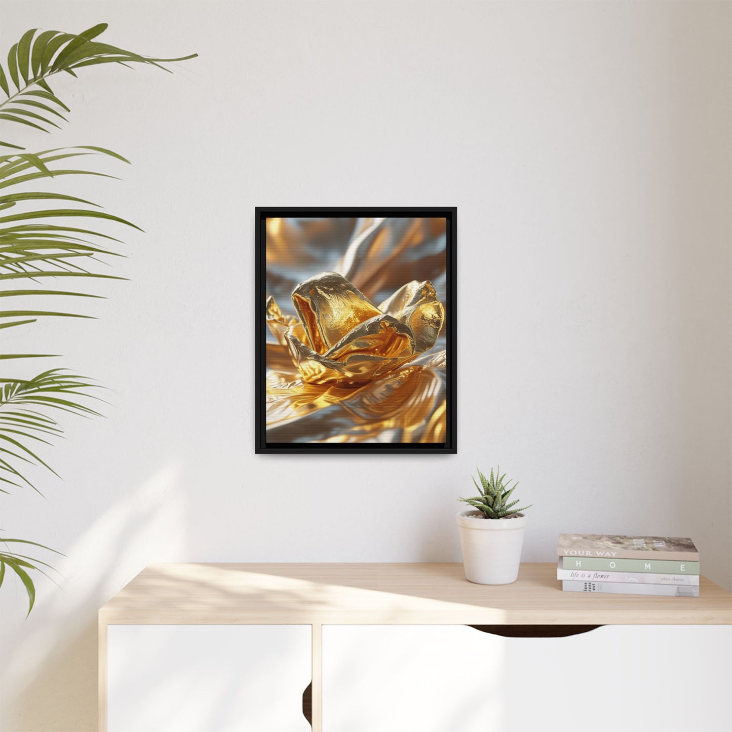 Gold Foil Rose Canvas Art - Elegant Home Decor