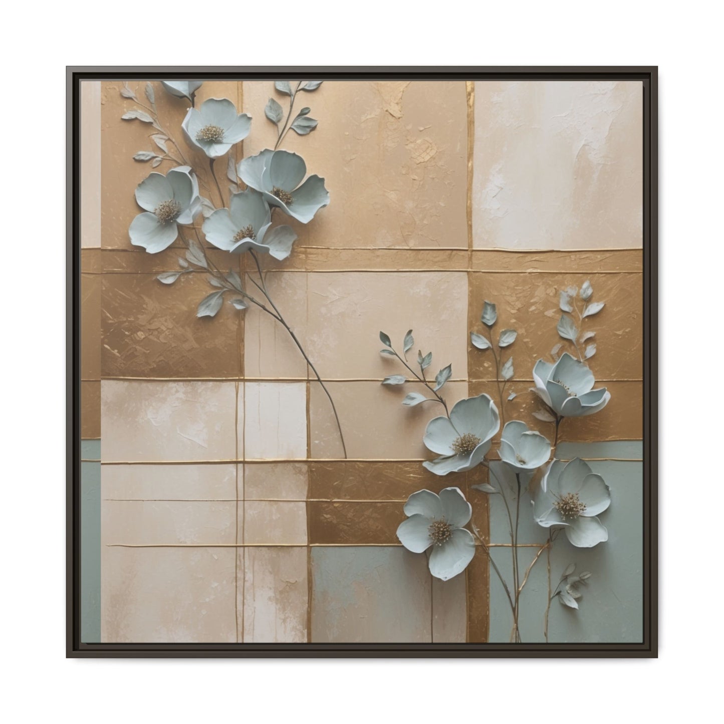 Elegant Floral Wall Art - Framed Matte Canvas Decor