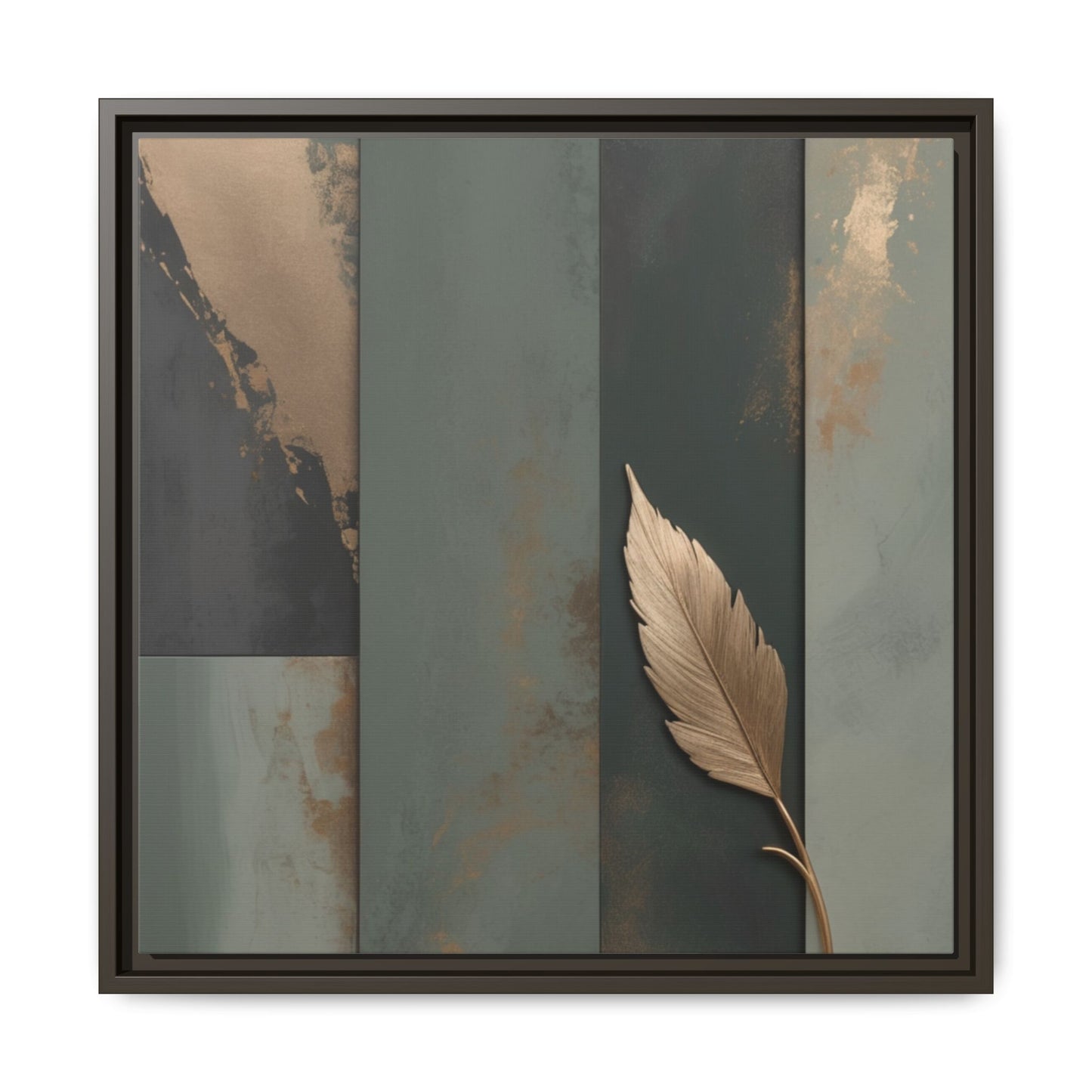 Elegant Framed Matte Canvas Wall Art - Multi-Color Leaf Design