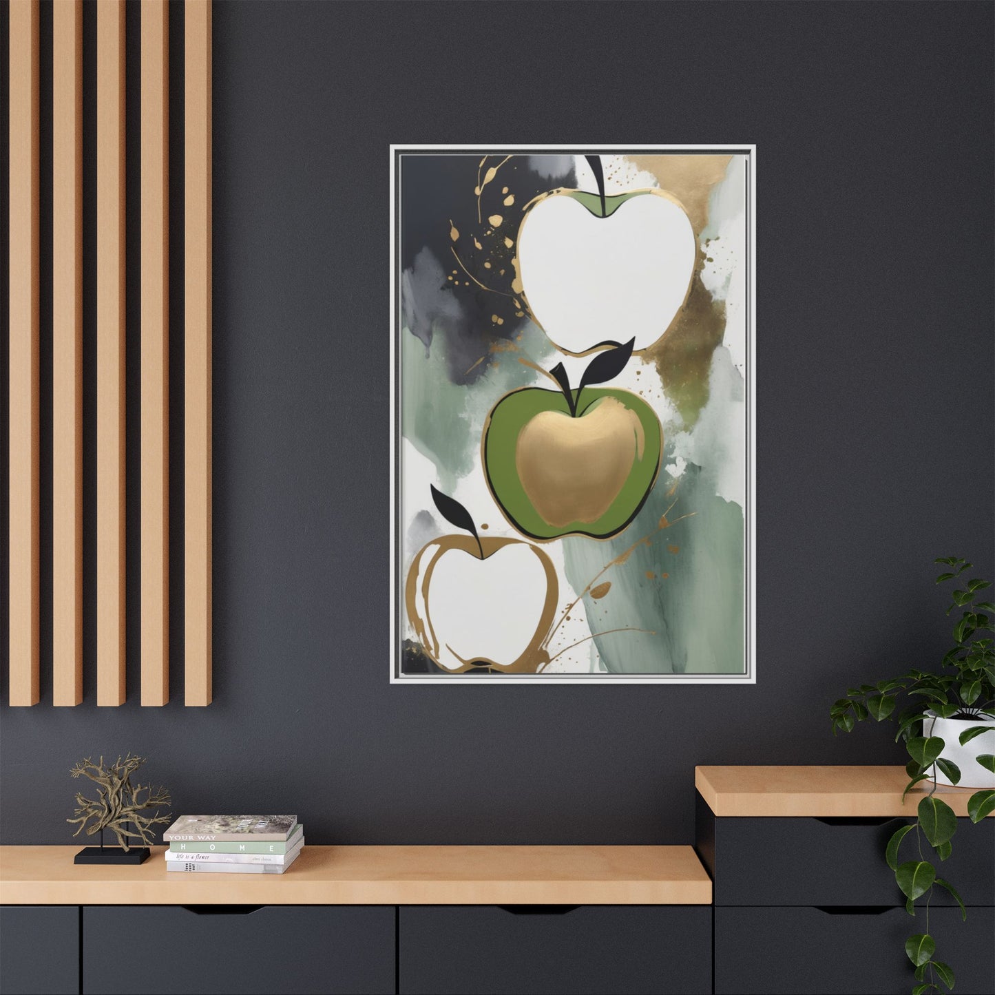 Modern Abstract Apple Canvas Art Print - Colorful Framed Wall Decor