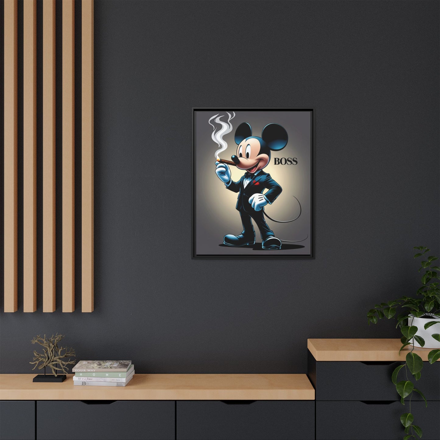 Vintage Boss Mouse Framed Canvas Art