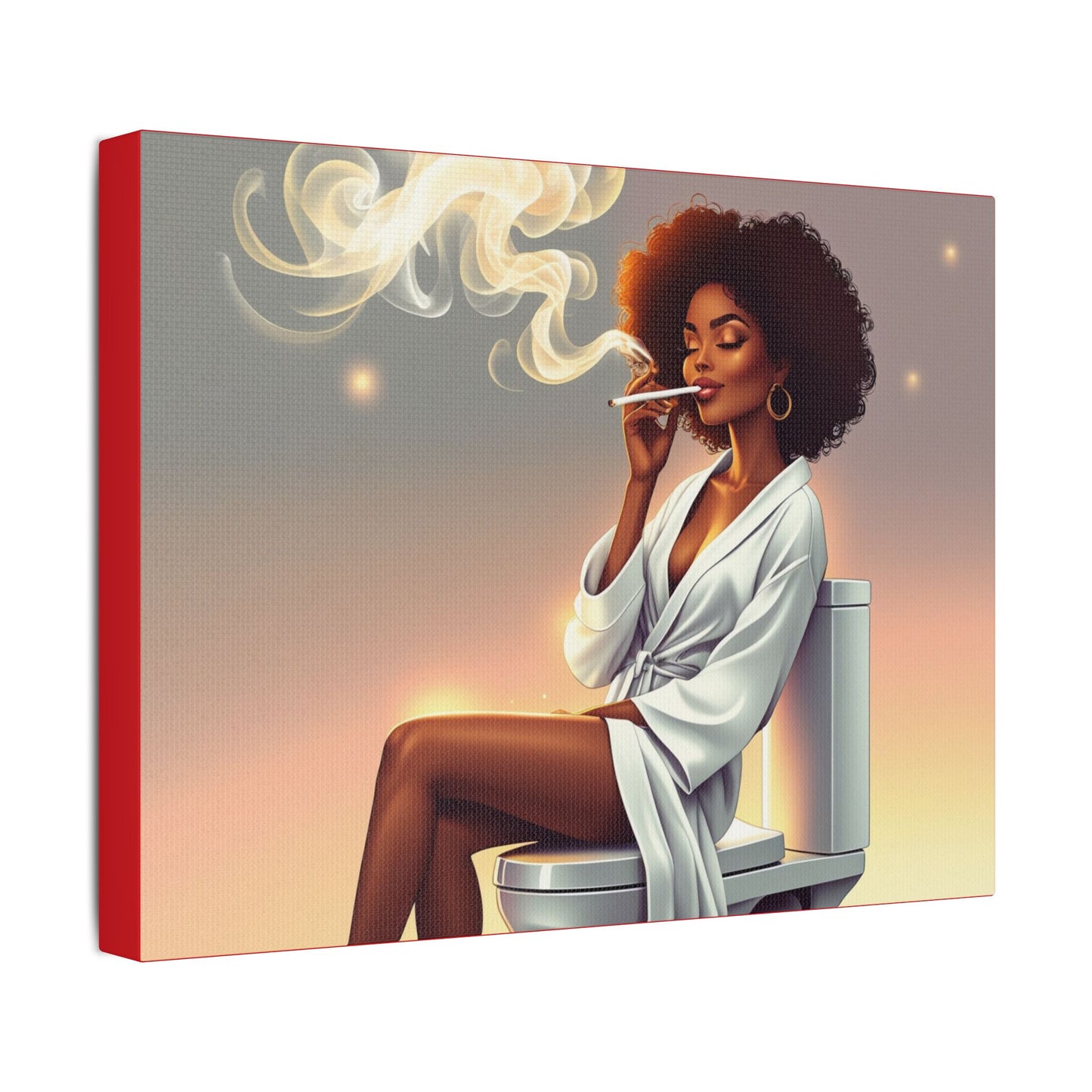 Contemporary Satin Canvas Wall Art - Stylish Leisure Scene with Female Figure