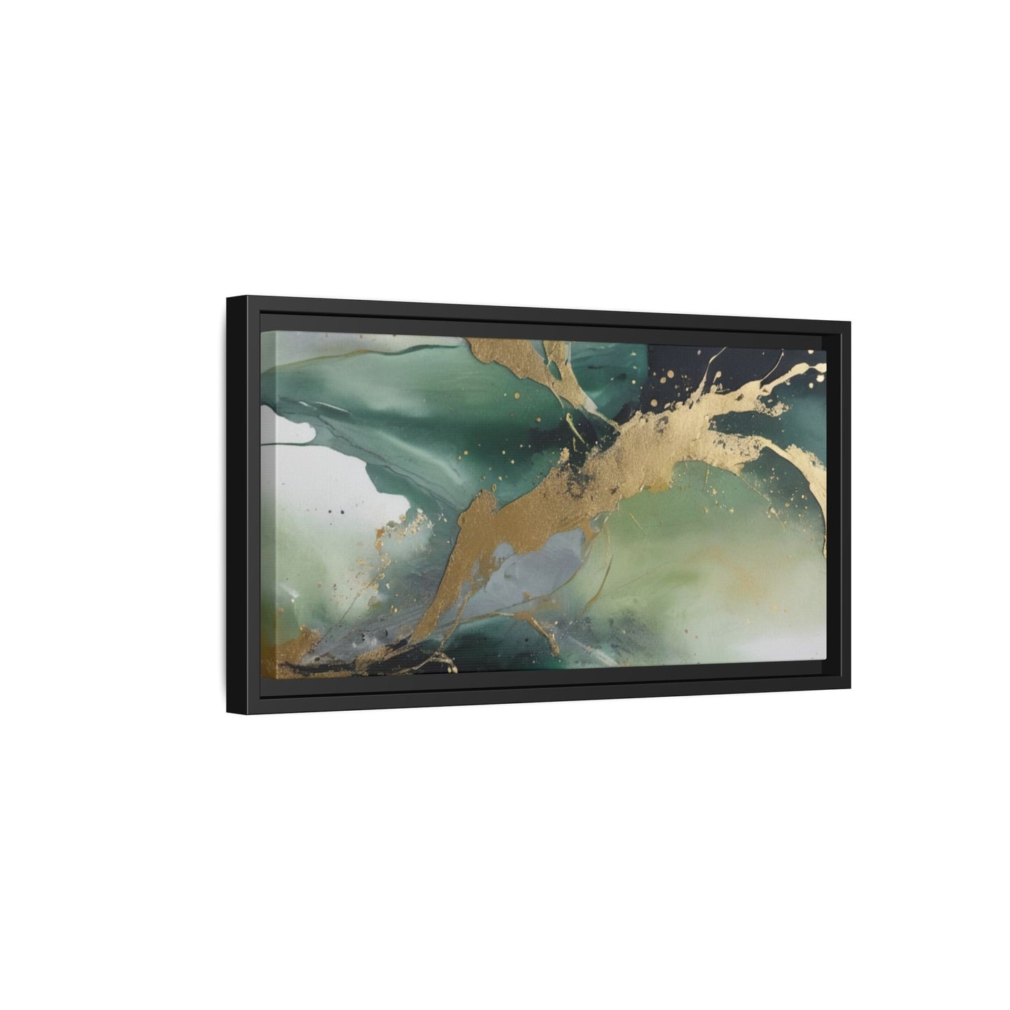 Elegant Abstract Framed Canvas Wall Art - Multi-Color Gold Accents