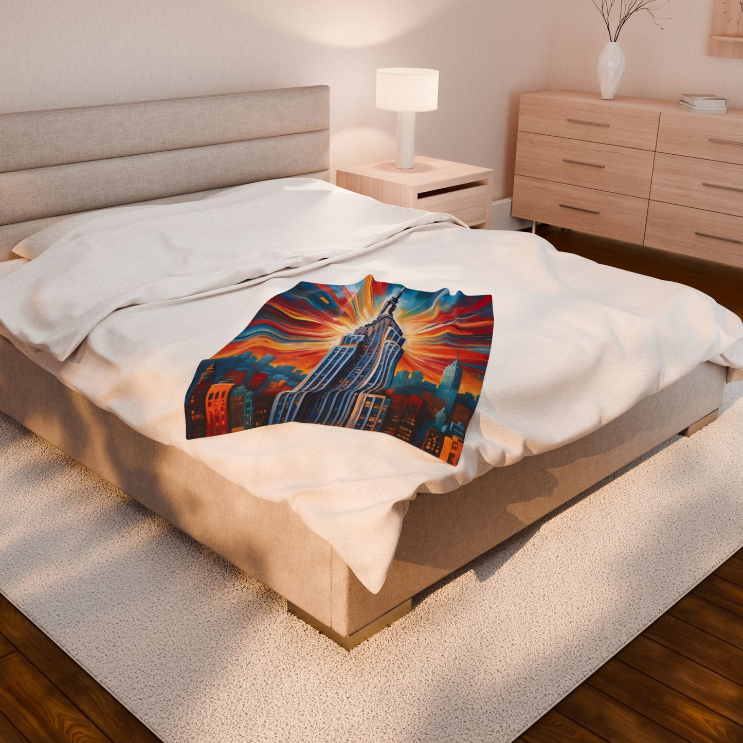 Cityscape Velveteen Plush Blanket | Cozy Skyline Design for Comfort & Style