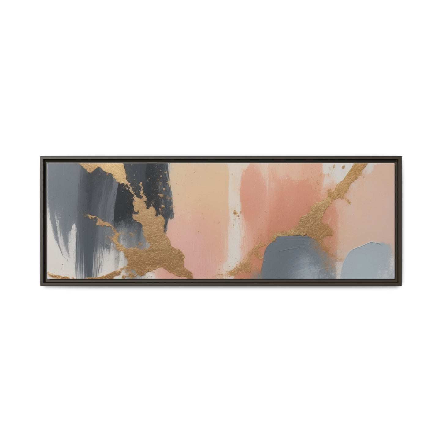 Elegant Abstract Framed Canvas Art with Gold Accents