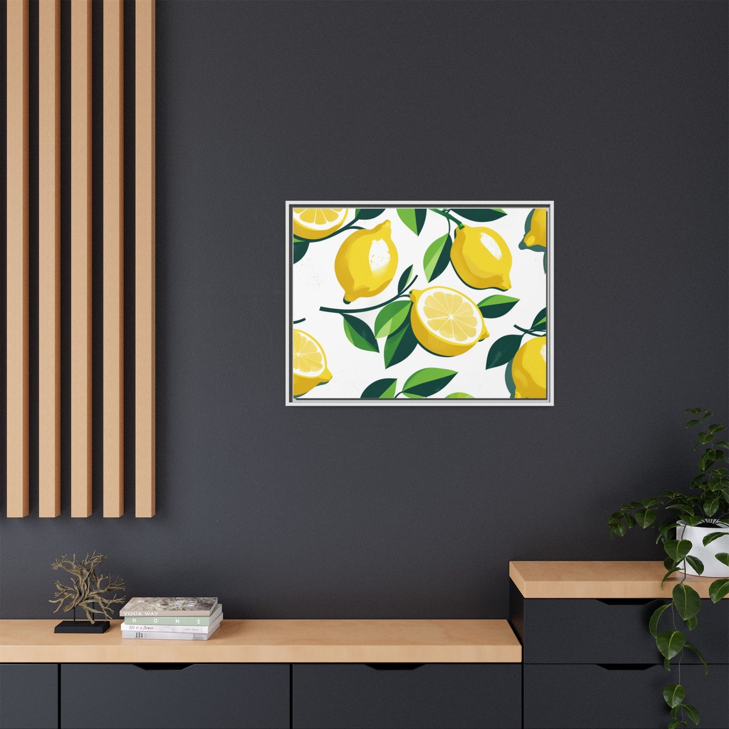 Lemon-Themed Framed Canvas Wall Art - Bright and Fresh Decor