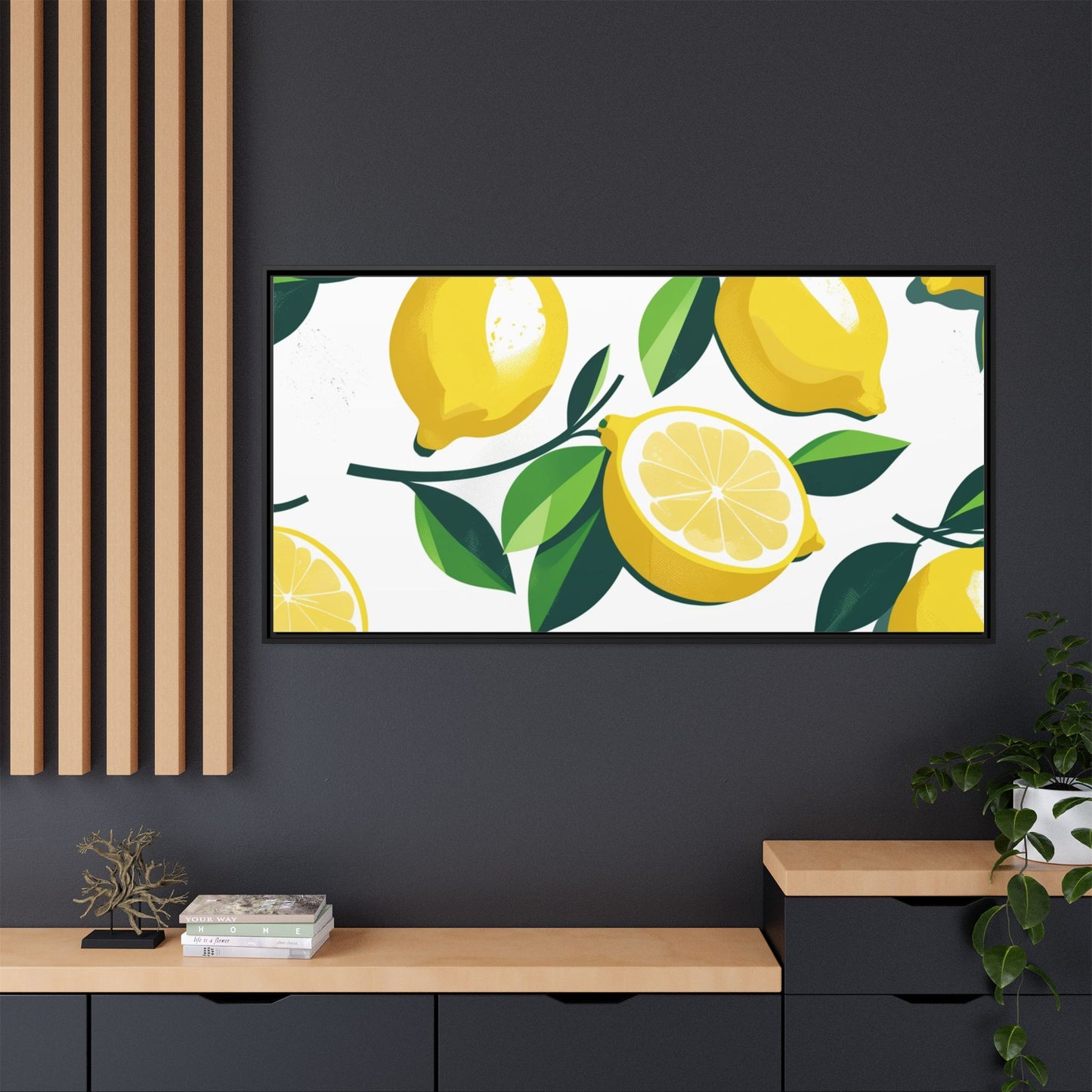 Lemon-Themed Framed Canvas Wall Art - Bright and Fresh Decor