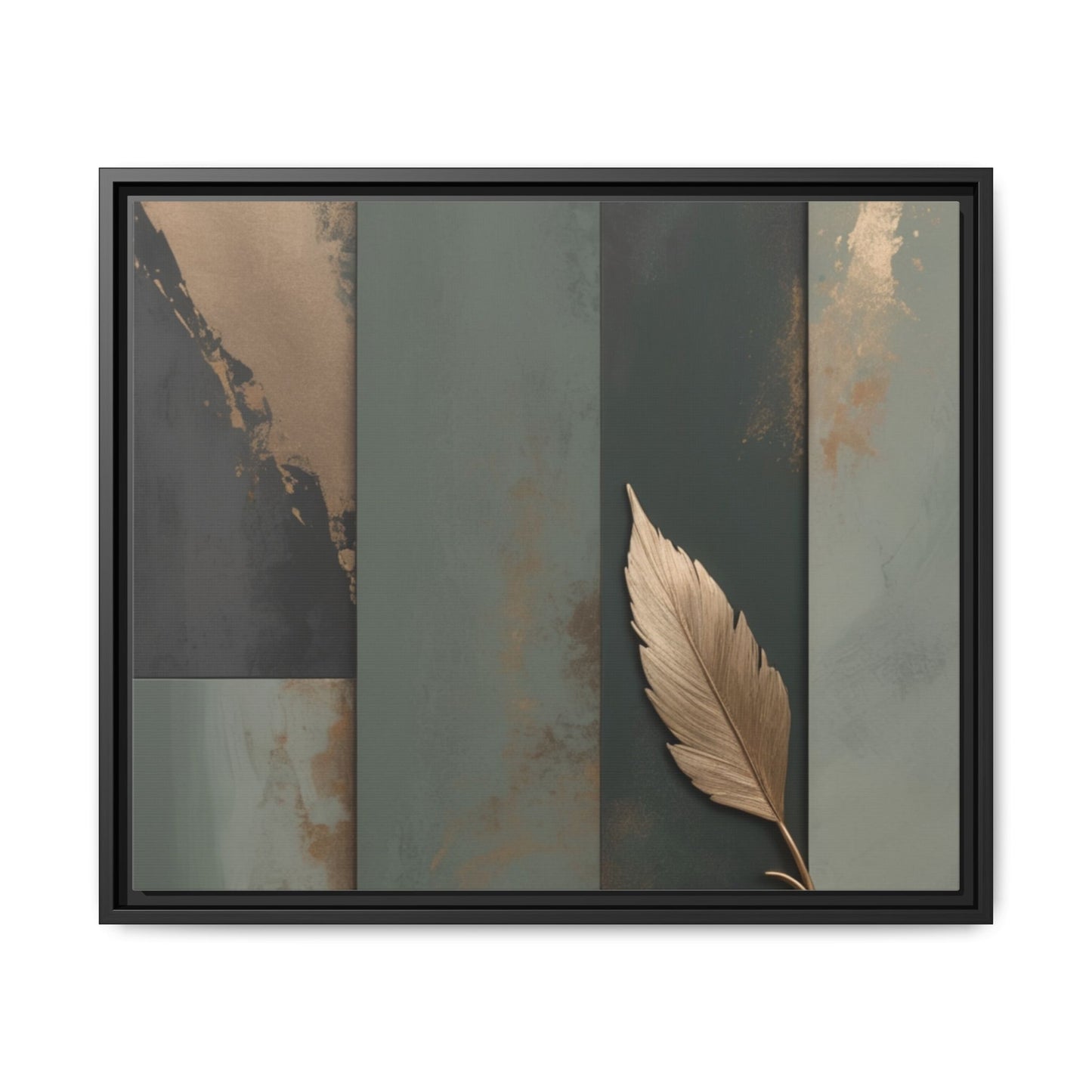 Elegant Framed Matte Canvas Wall Art - Multi-Color Leaf Design