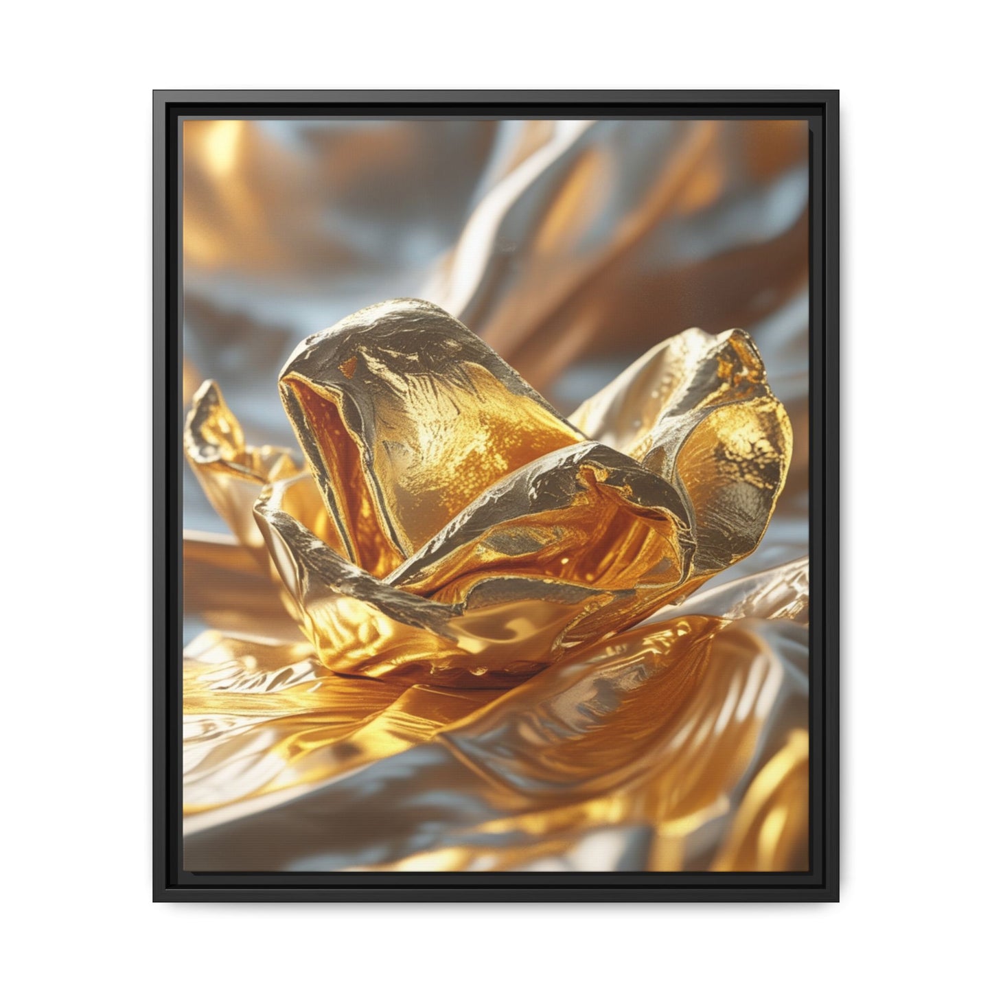 Gold Foil Rose Canvas Art - Elegant Home Decor