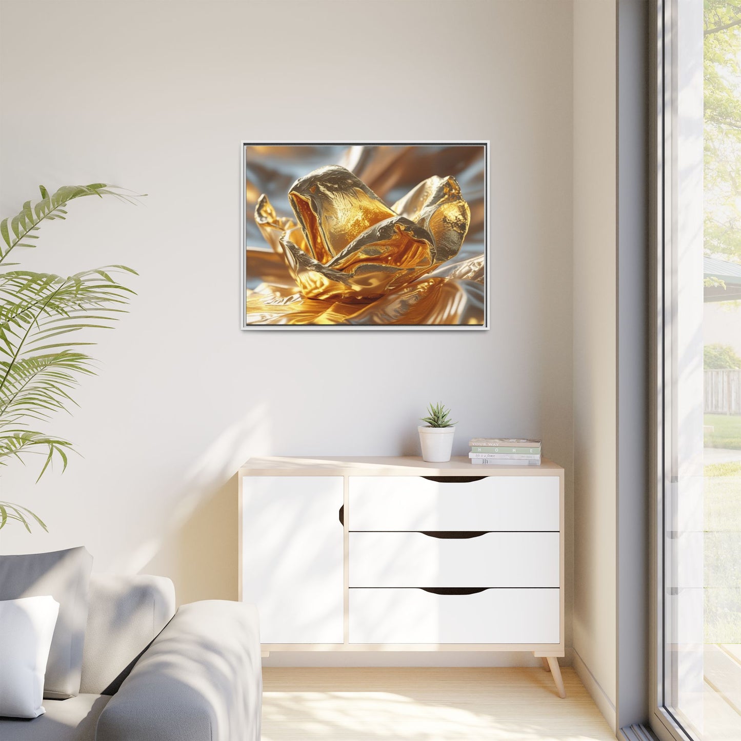 Gold Foil Rose Canvas Art - Elegant Home Decor
