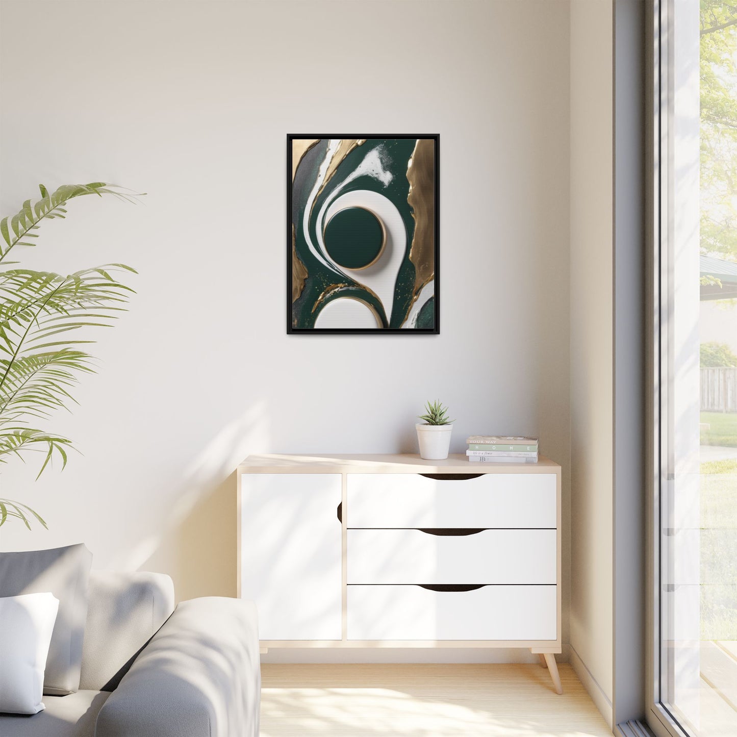 Elegant Abstract Framed Canvas Art - Modern Multi-Color Home Decor