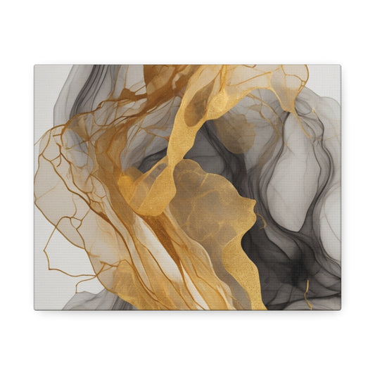 Elegant Abstract Canvas Art - Gold and Black Wall Decor