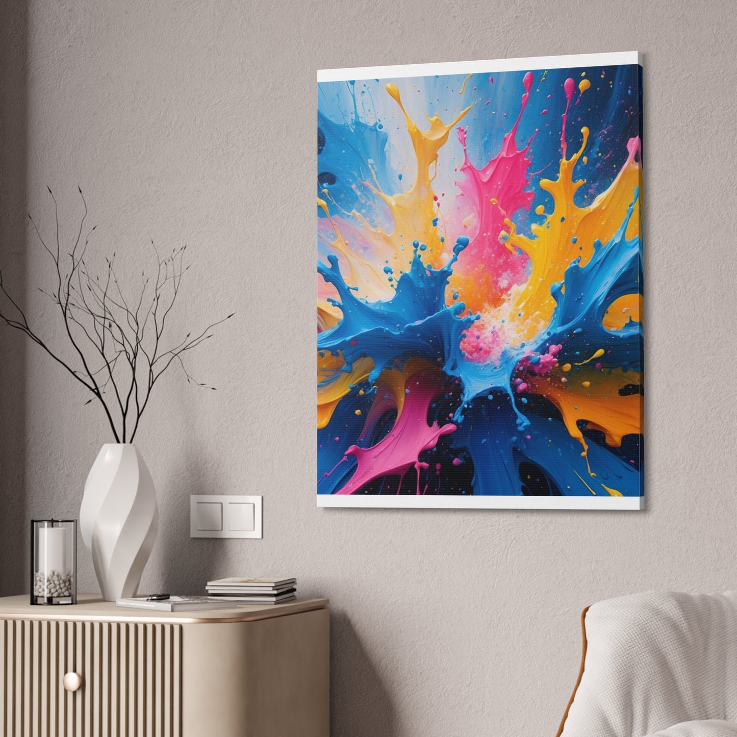 Vibrant Abstract Canvas Art - Colorful Splash Wall Decor