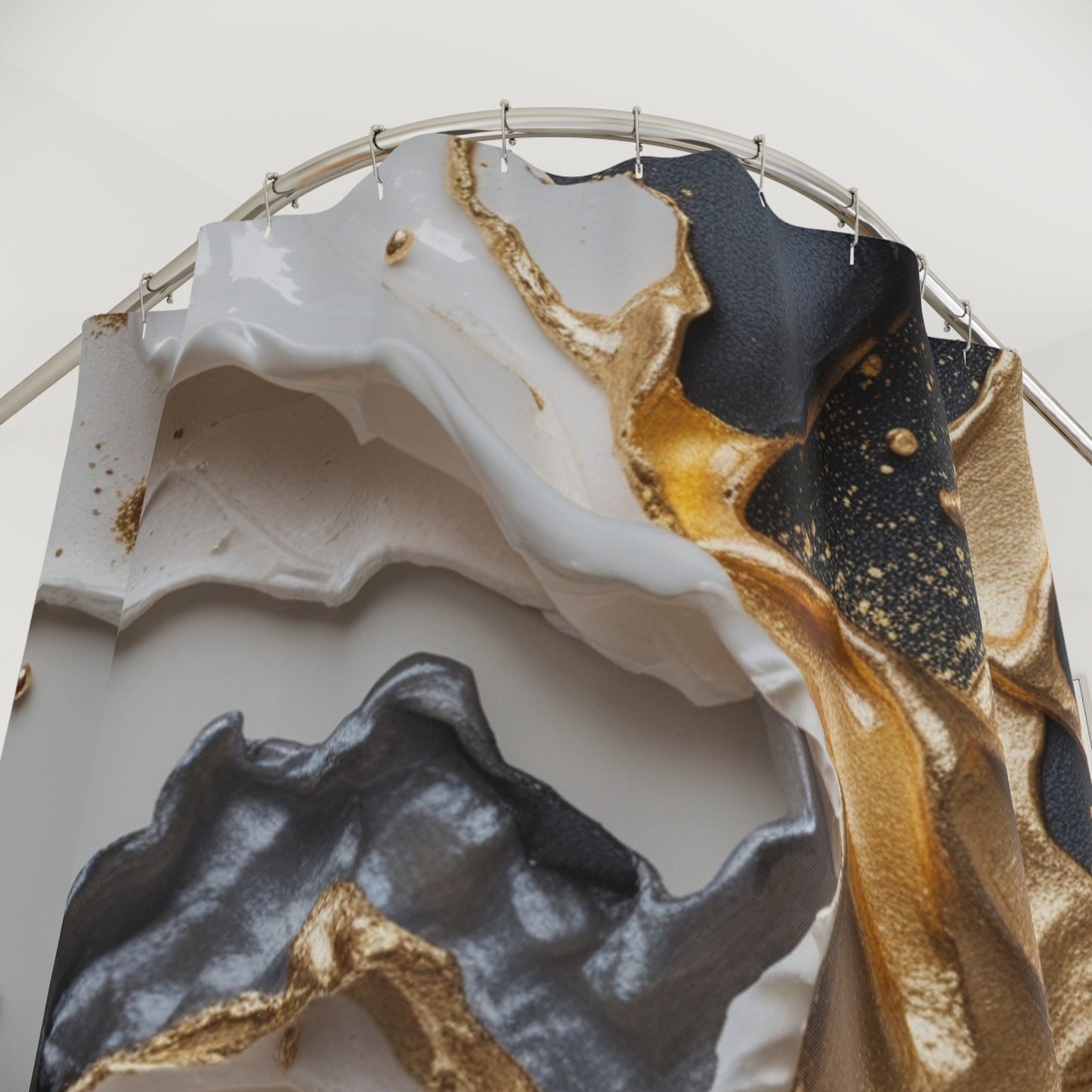 Elegant Geode Shower Curtain - Modern Bathroom Decor with Metallic Accents