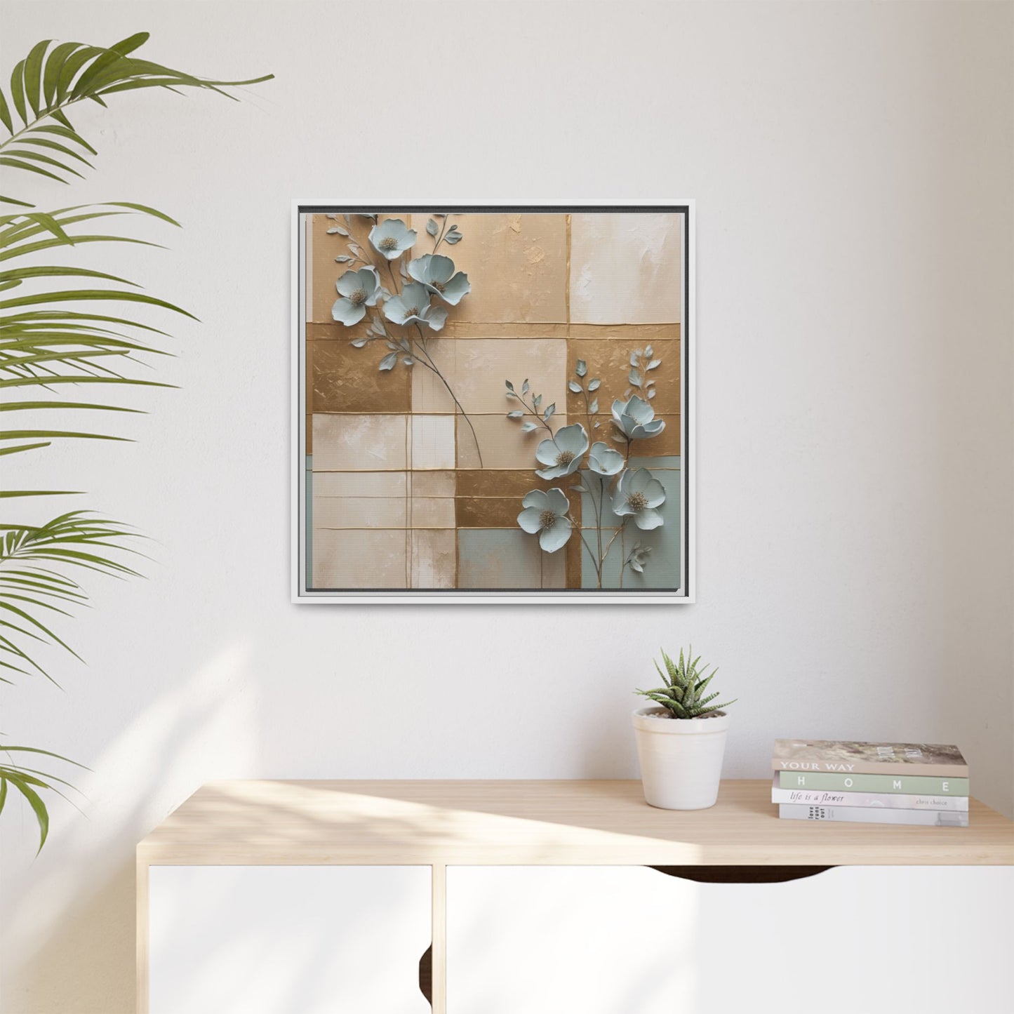 Elegant Floral Wall Art - Framed Matte Canvas Decor