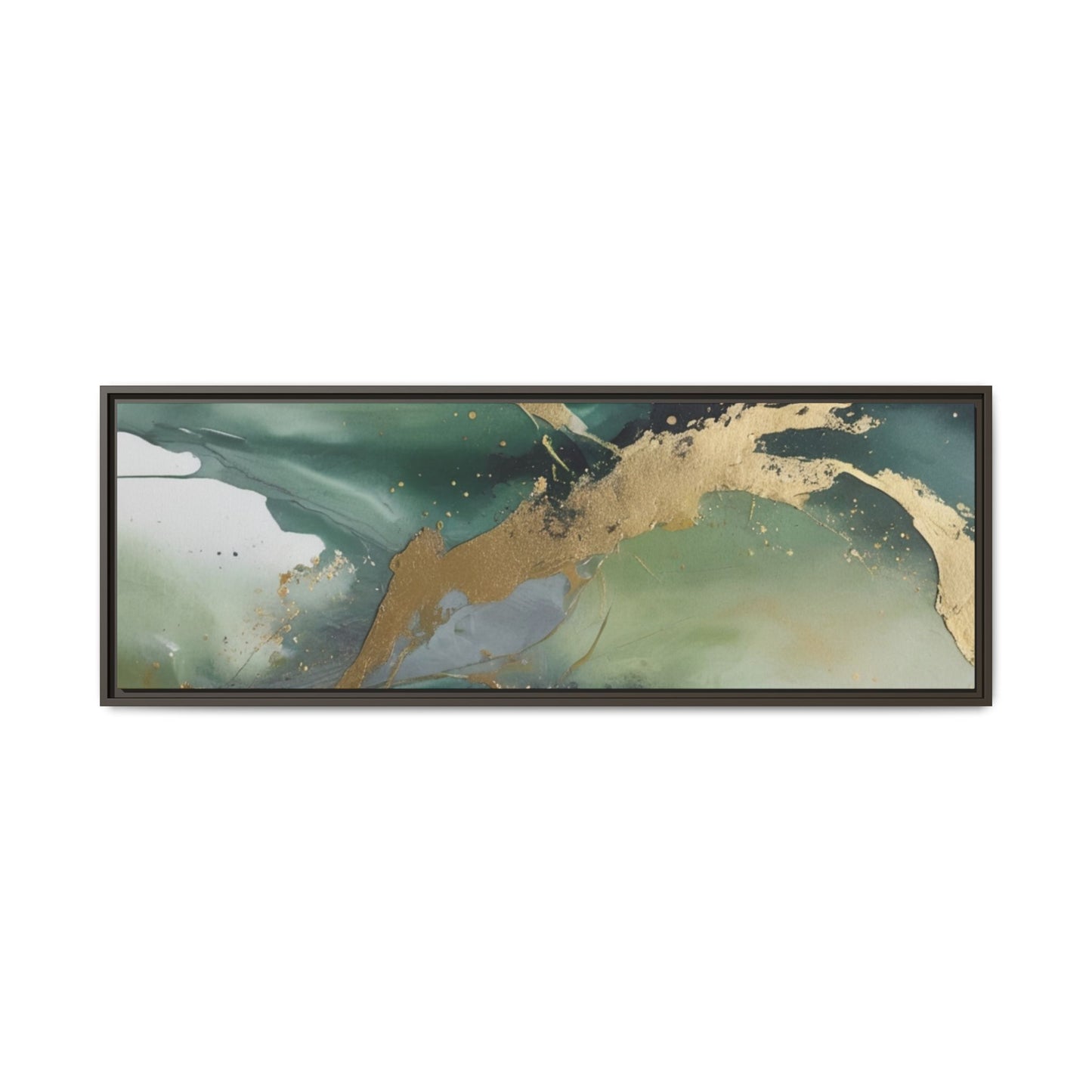 Elegant Abstract Framed Canvas Wall Art - Multi-Color Gold Accents