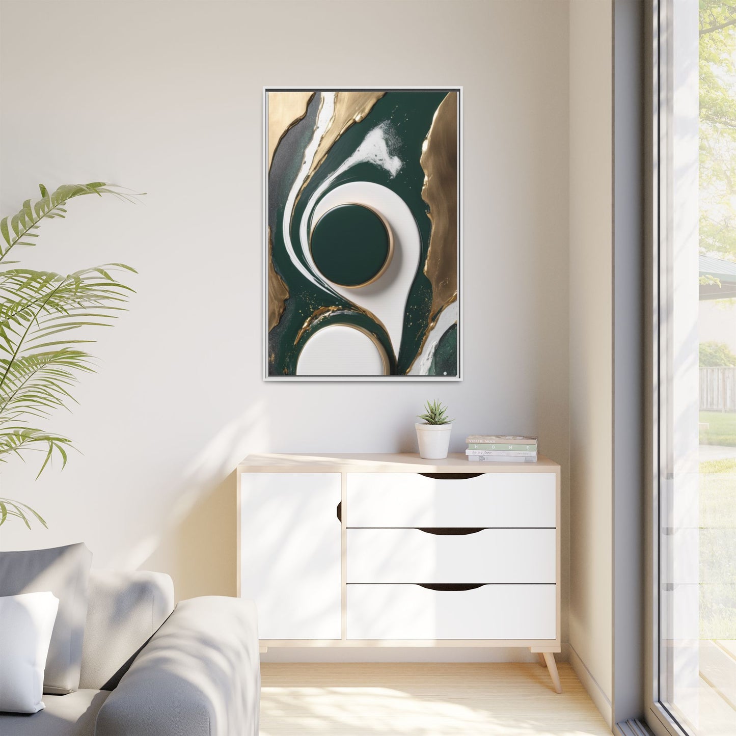 Elegant Abstract Framed Canvas Art - Modern Multi-Color Home Decor