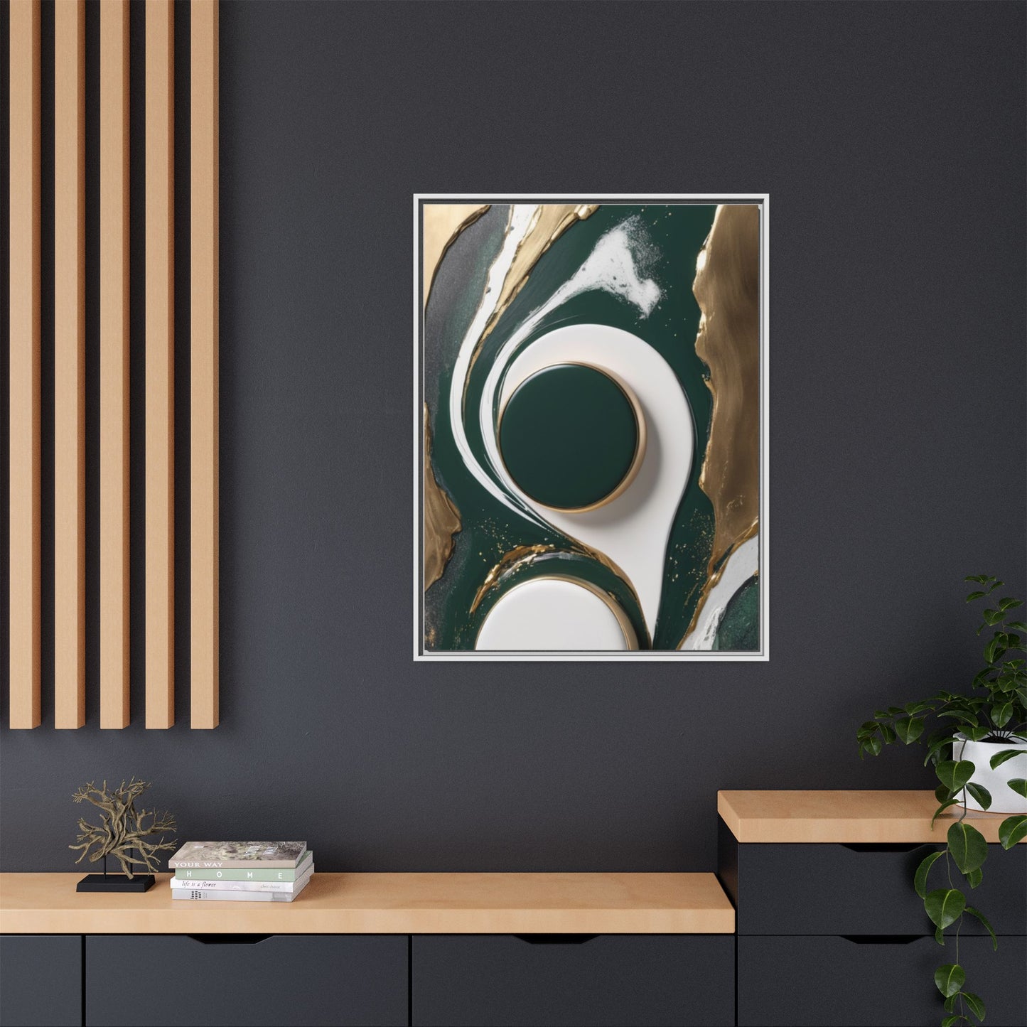 Elegant Abstract Framed Canvas Art - Modern Multi-Color Home Decor