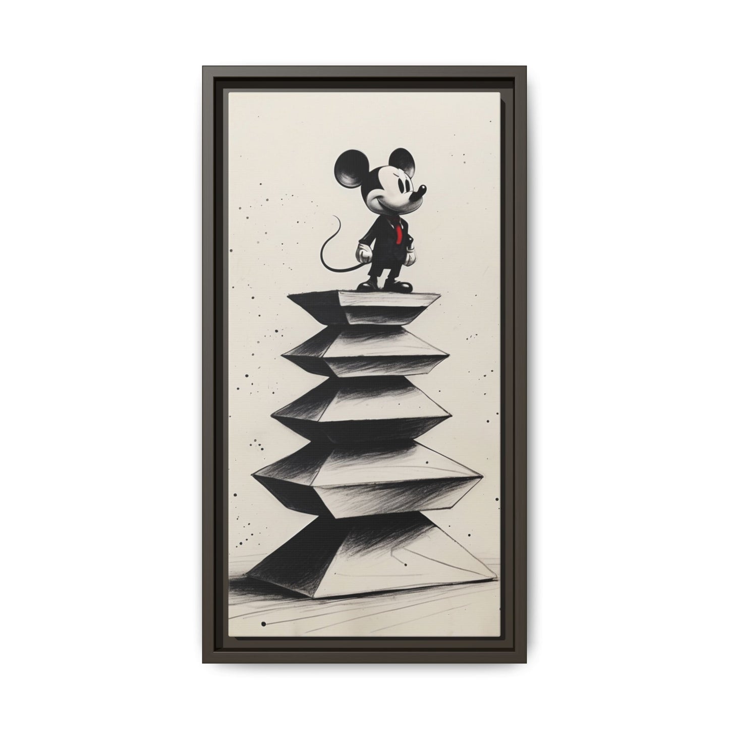 Framed Matte Canvas Art - Playful Retro Mickey Mouse Design