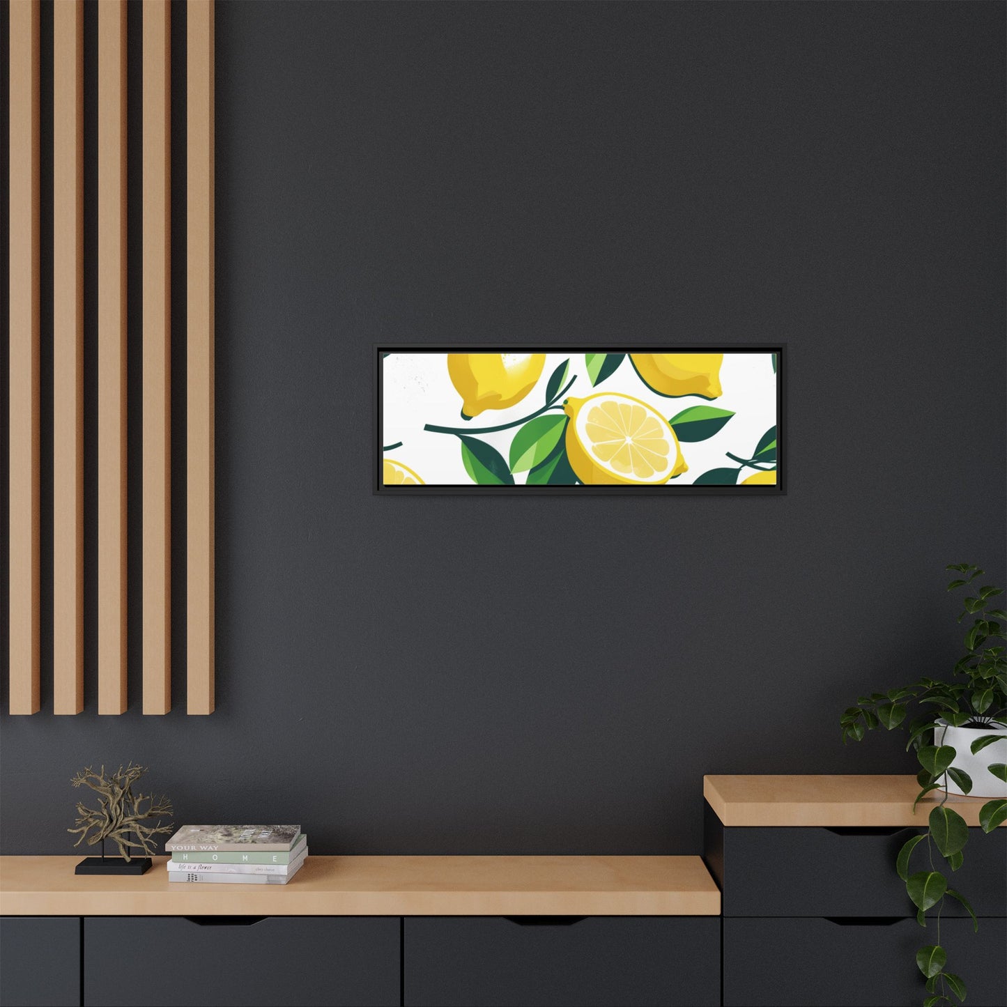 Lemon-Themed Framed Canvas Wall Art - Bright and Fresh Decor
