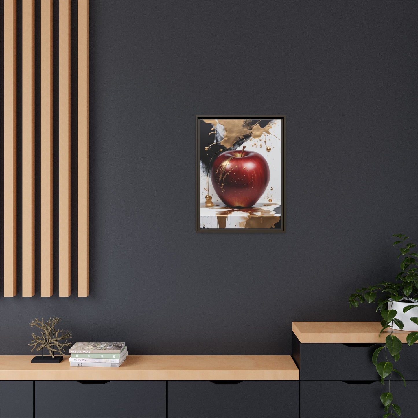 Elegant Apple Art Print - Multi-color Framed Canvas
