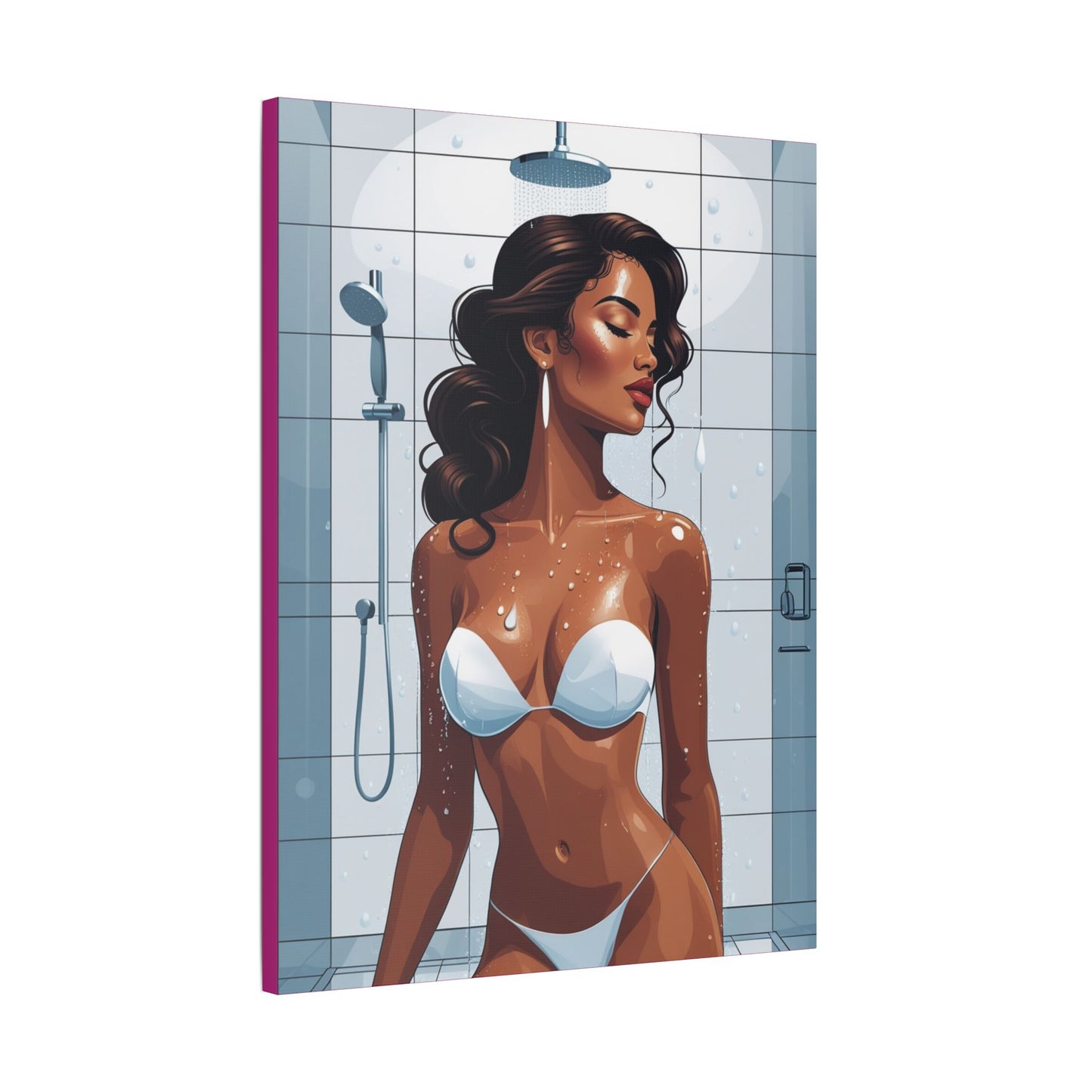 Shower Goddess Art Canvas - Elegant Stretched Satin Wall Decor for Modern Homes