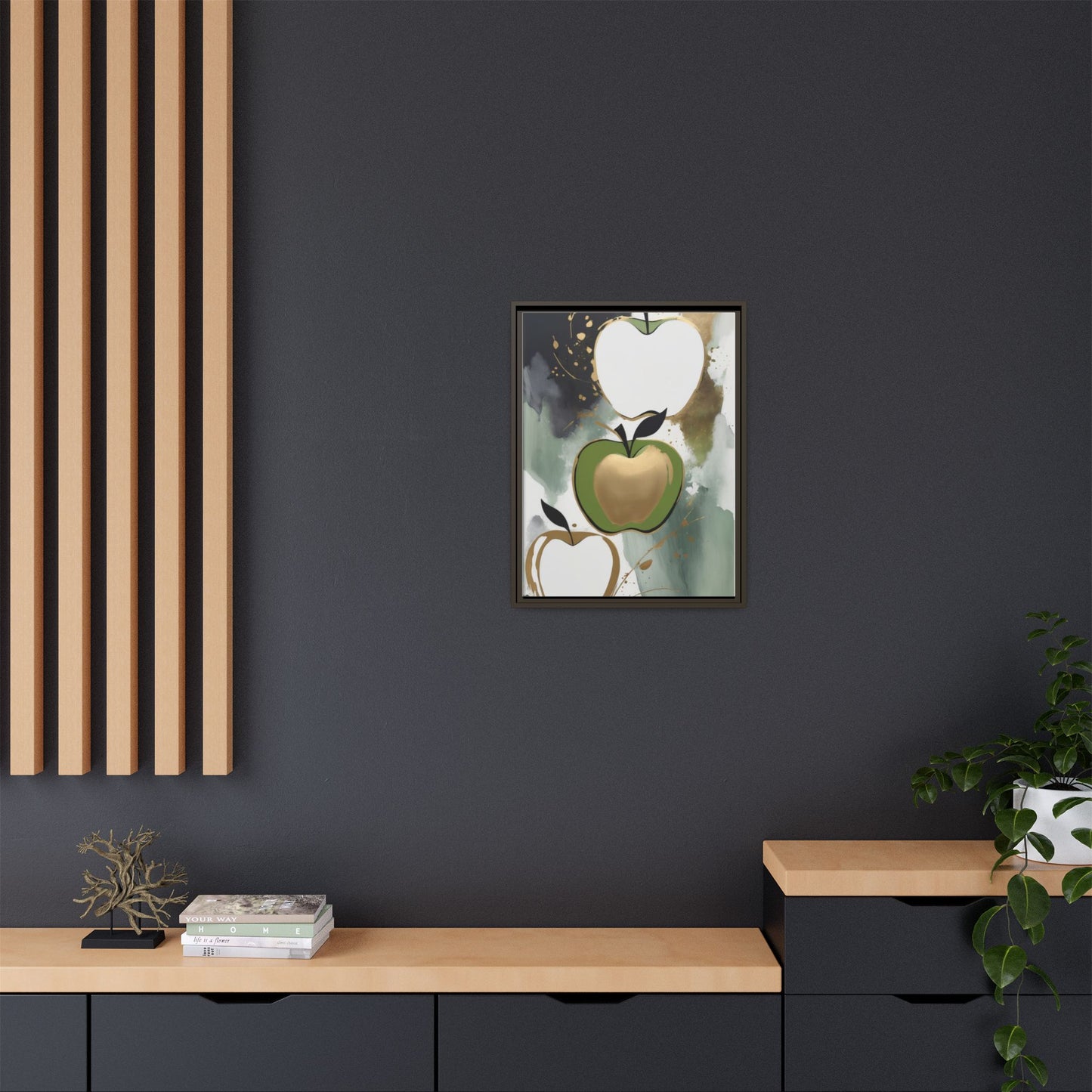 Modern Abstract Apple Canvas Art Print - Colorful Framed Wall Decor