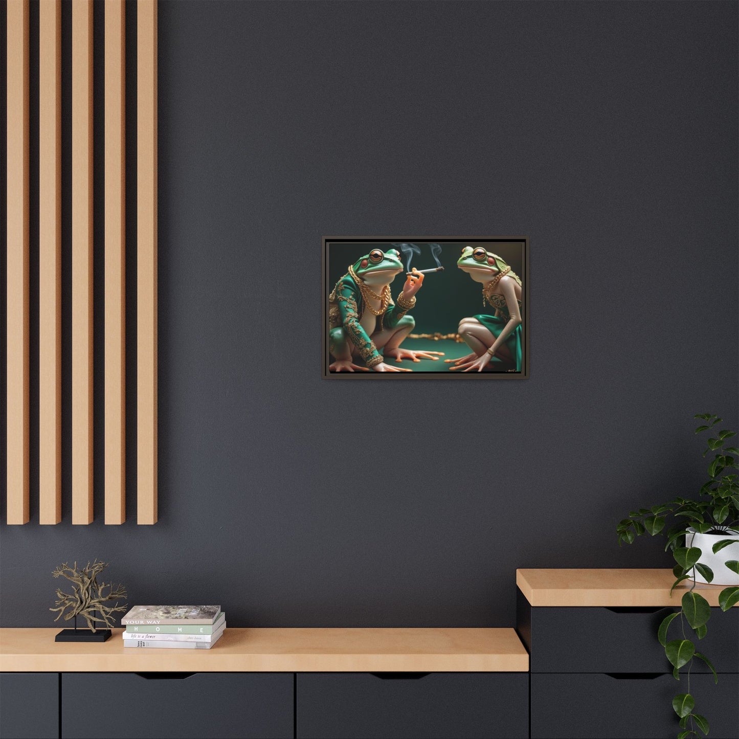 Whimsical Frog Art Print - Framed Canvas for Unique Home Decor