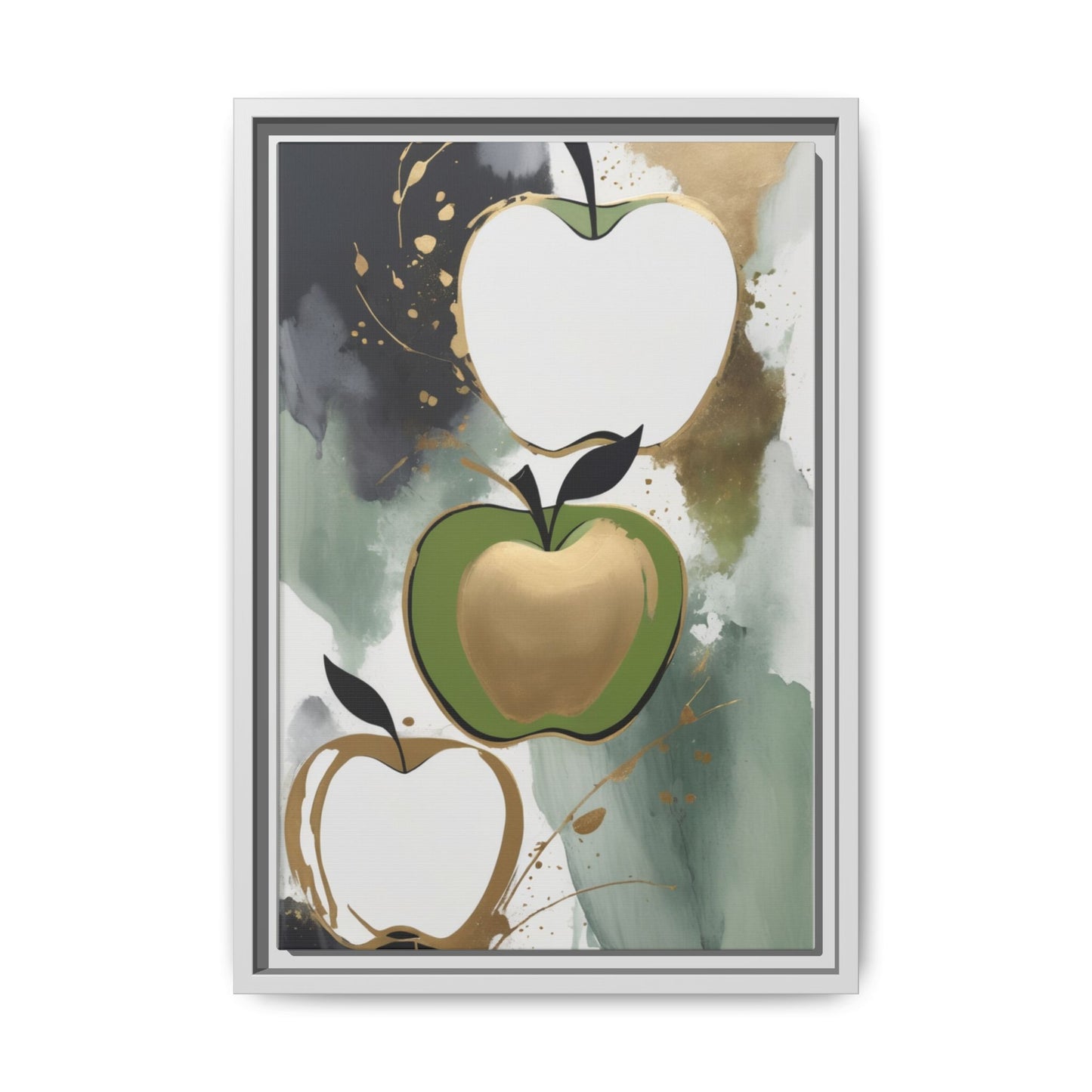 Modern Abstract Apple Canvas Art Print - Colorful Framed Wall Decor
