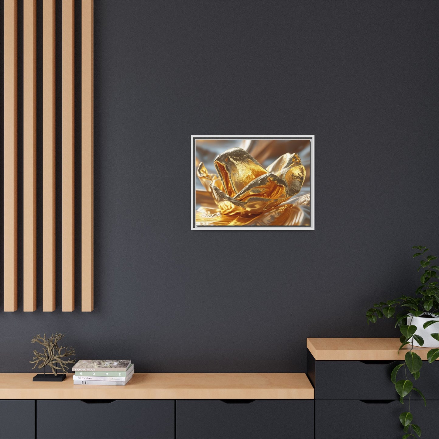 Gold Foil Rose Canvas Art - Elegant Home Decor
