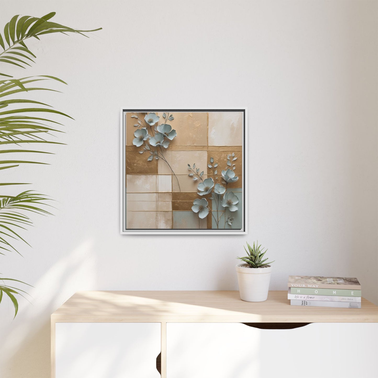 Elegant Floral Wall Art - Framed Matte Canvas Decor