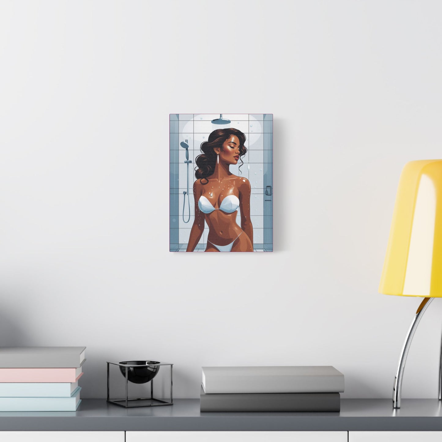Shower Goddess Art Canvas - Elegant Stretched Satin Wall Decor for Modern Homes