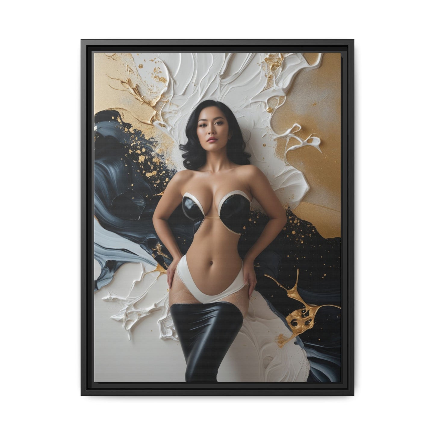 Elegant Framed Canvas Art - Multi-Color Abstract Beauty