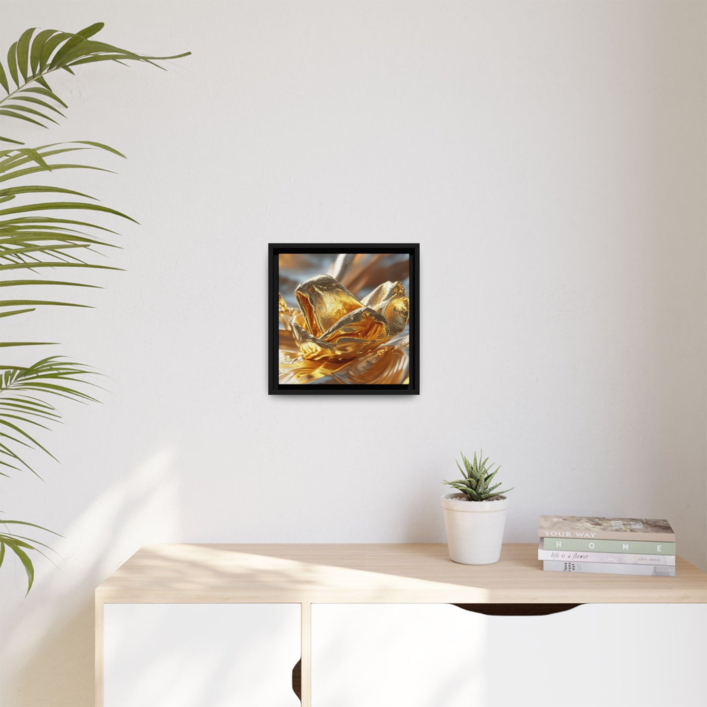 Gold Foil Rose Canvas Art - Elegant Home Decor