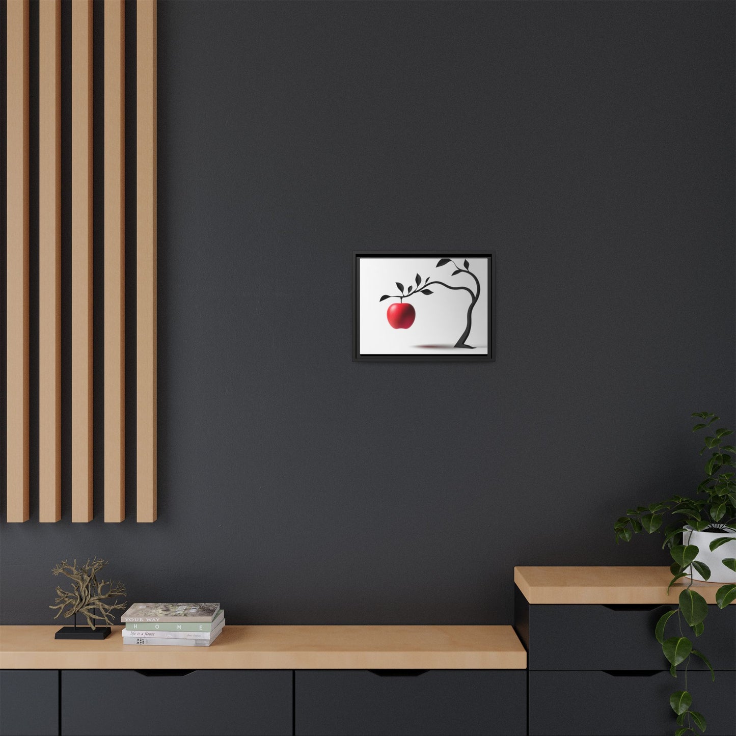 Modern Framed Canvas Art - Red Apple Tree Decor for Home & Office