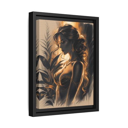 Framed Matte Canvas Artwork - Elegant Woman Silhouette Decor