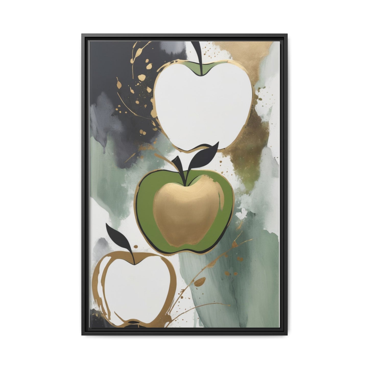 Modern Abstract Apple Canvas Art Print - Colorful Framed Wall Decor