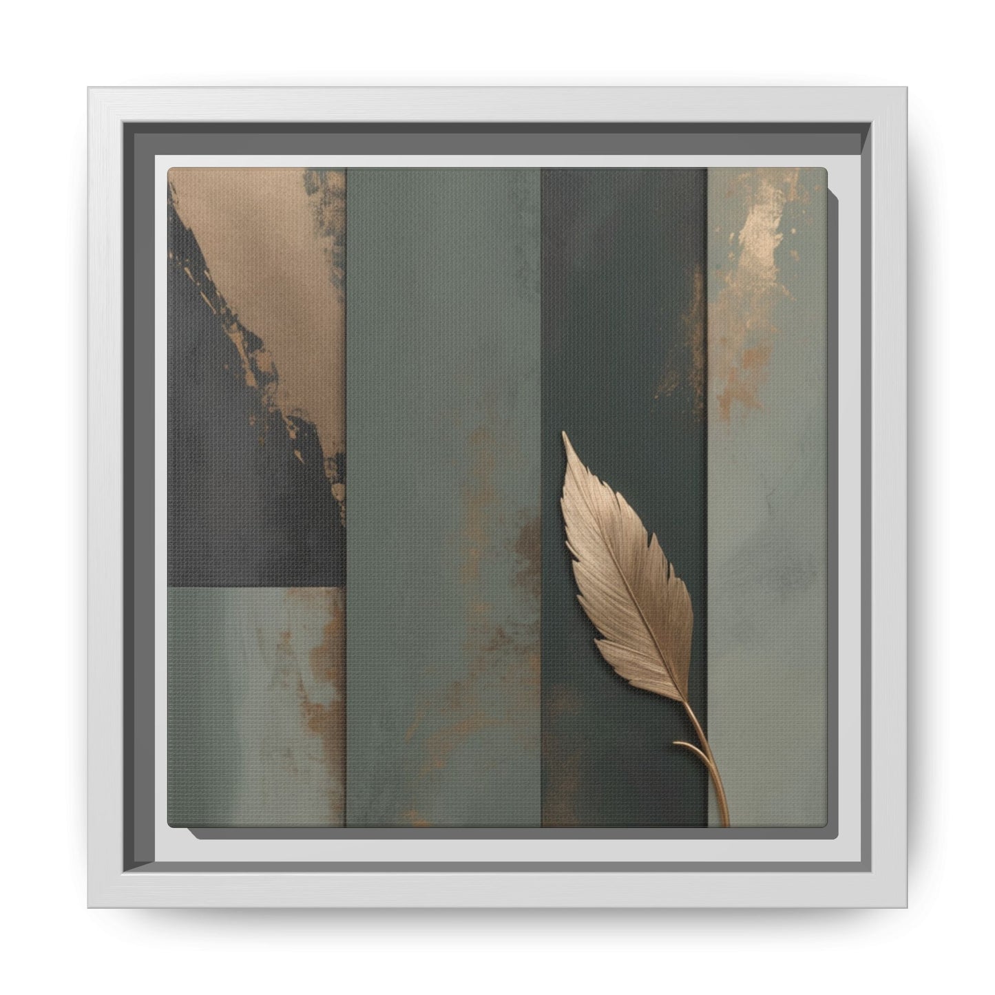 Elegant Framed Matte Canvas Wall Art - Multi-Color Leaf Design