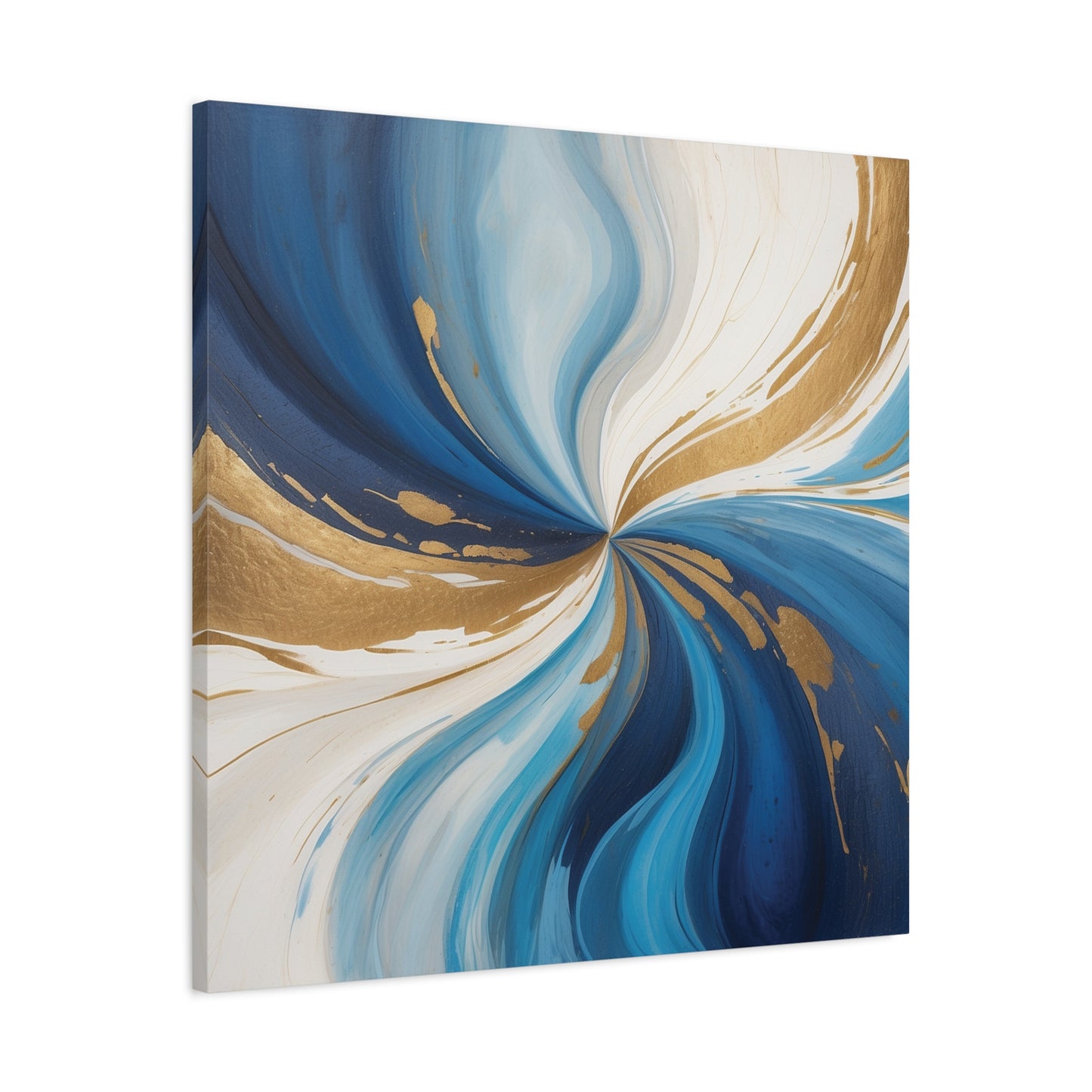 Abstract Blue and Gold Canvas Art - Stretched Matte Print for Home Decor