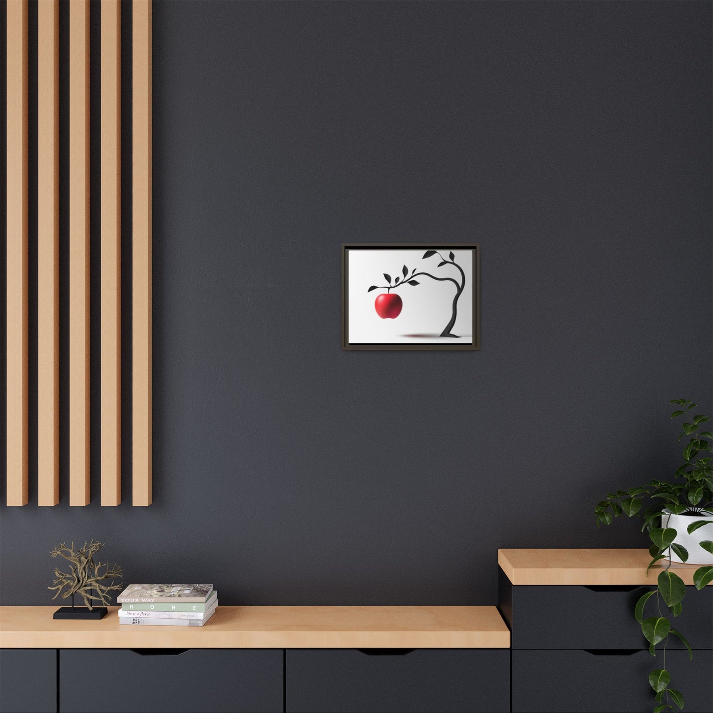 Modern Framed Canvas Art - Red Apple Tree Decor for Home & Office