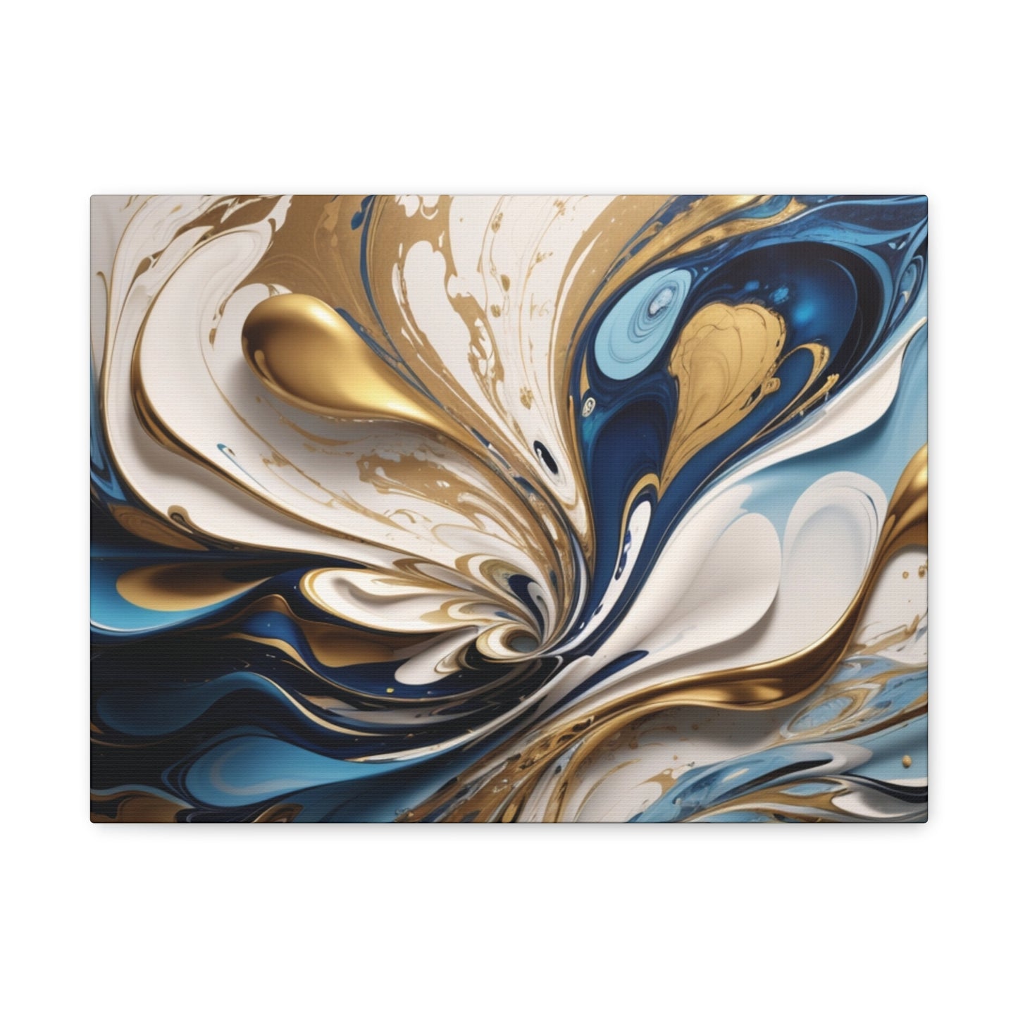 Golden Currents: Fluid Symphony in Blue and White"