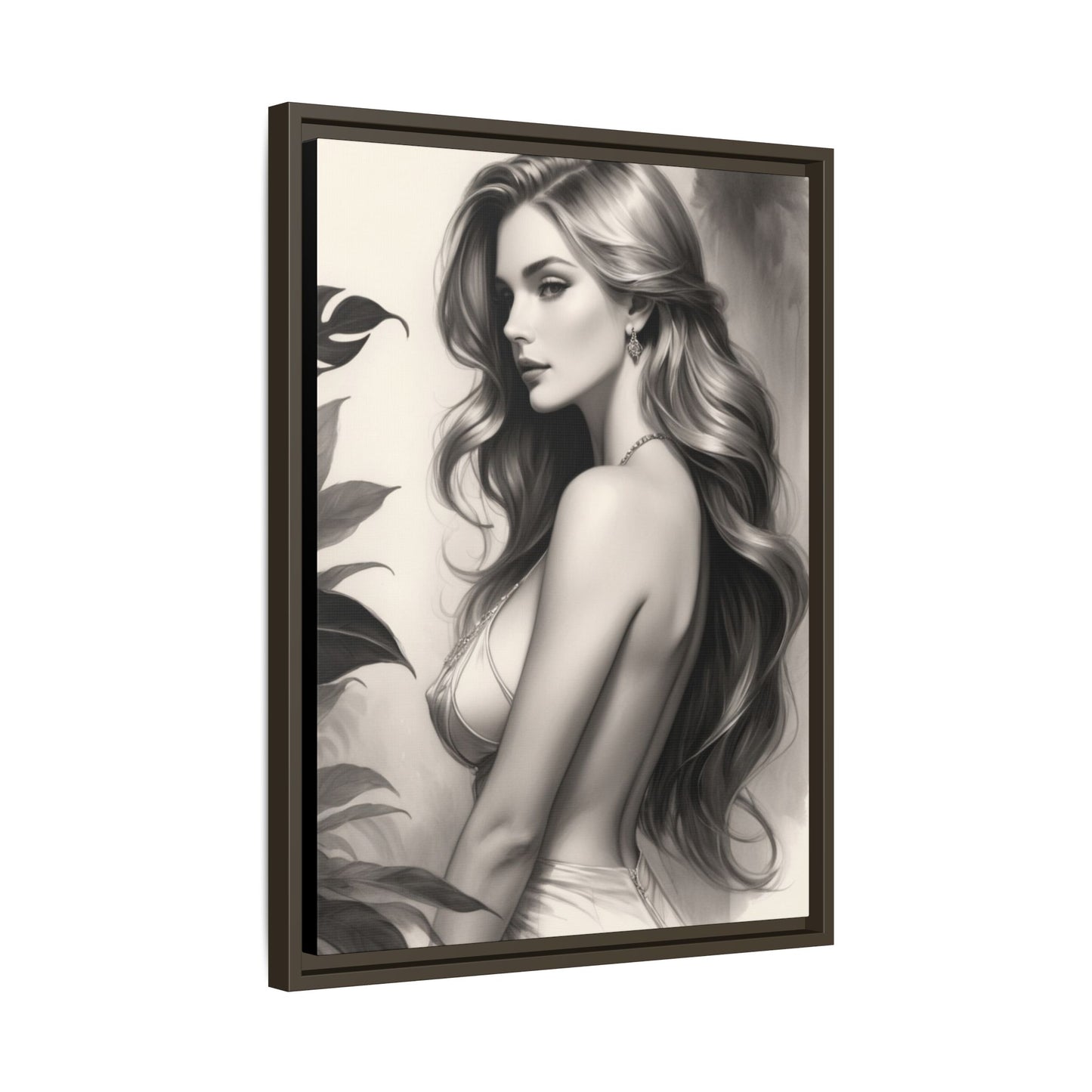 Elegant Matte Framed Art Print - Stylish Woman Portrait